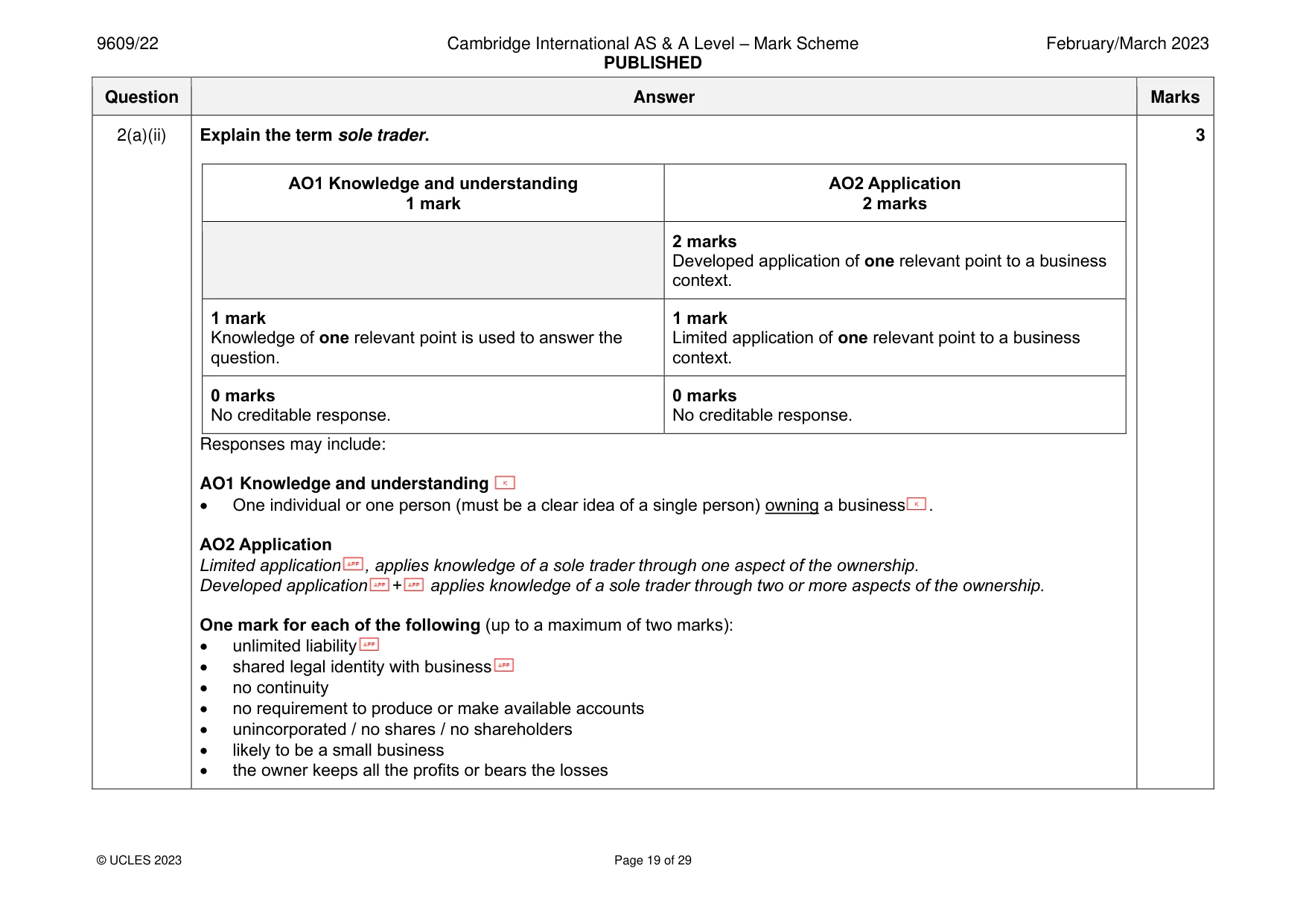 Mark scheme, page 19 of 29