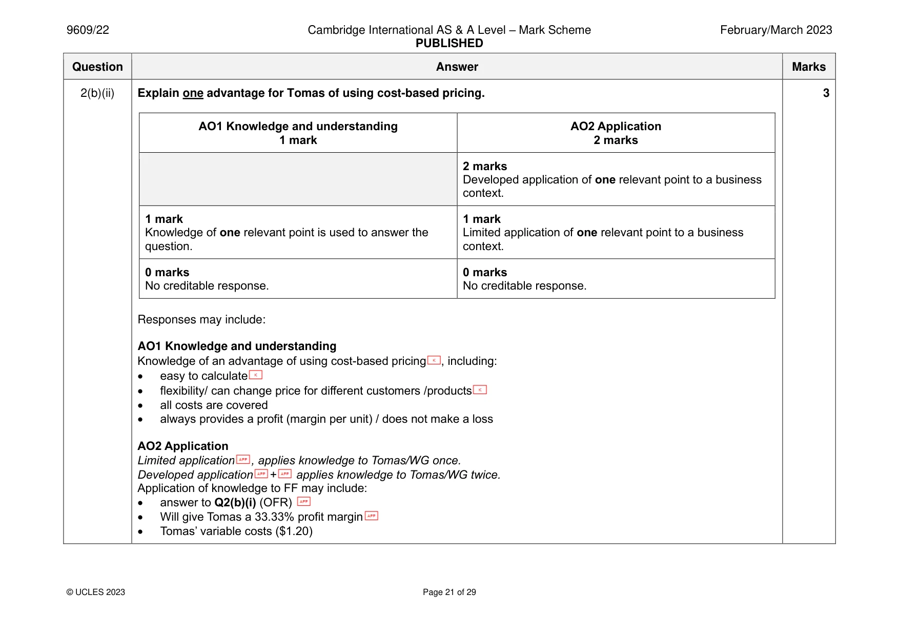 Mark scheme, page 21 of 29