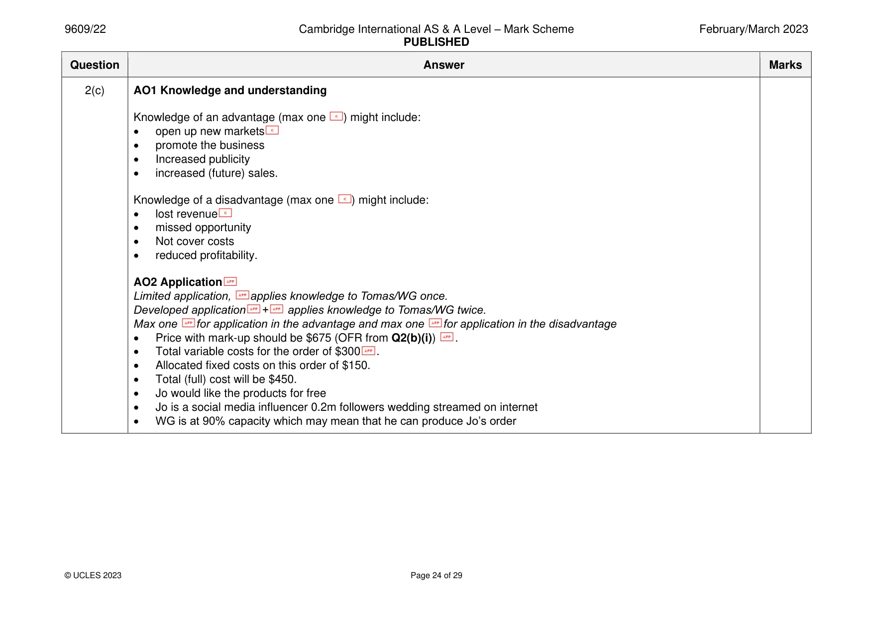 Mark scheme, page 24 of 29