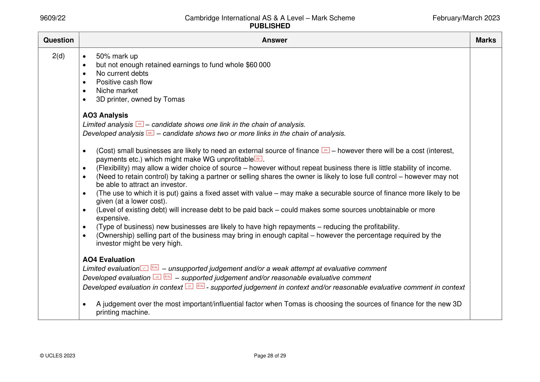 Mark scheme, page 28 of 29