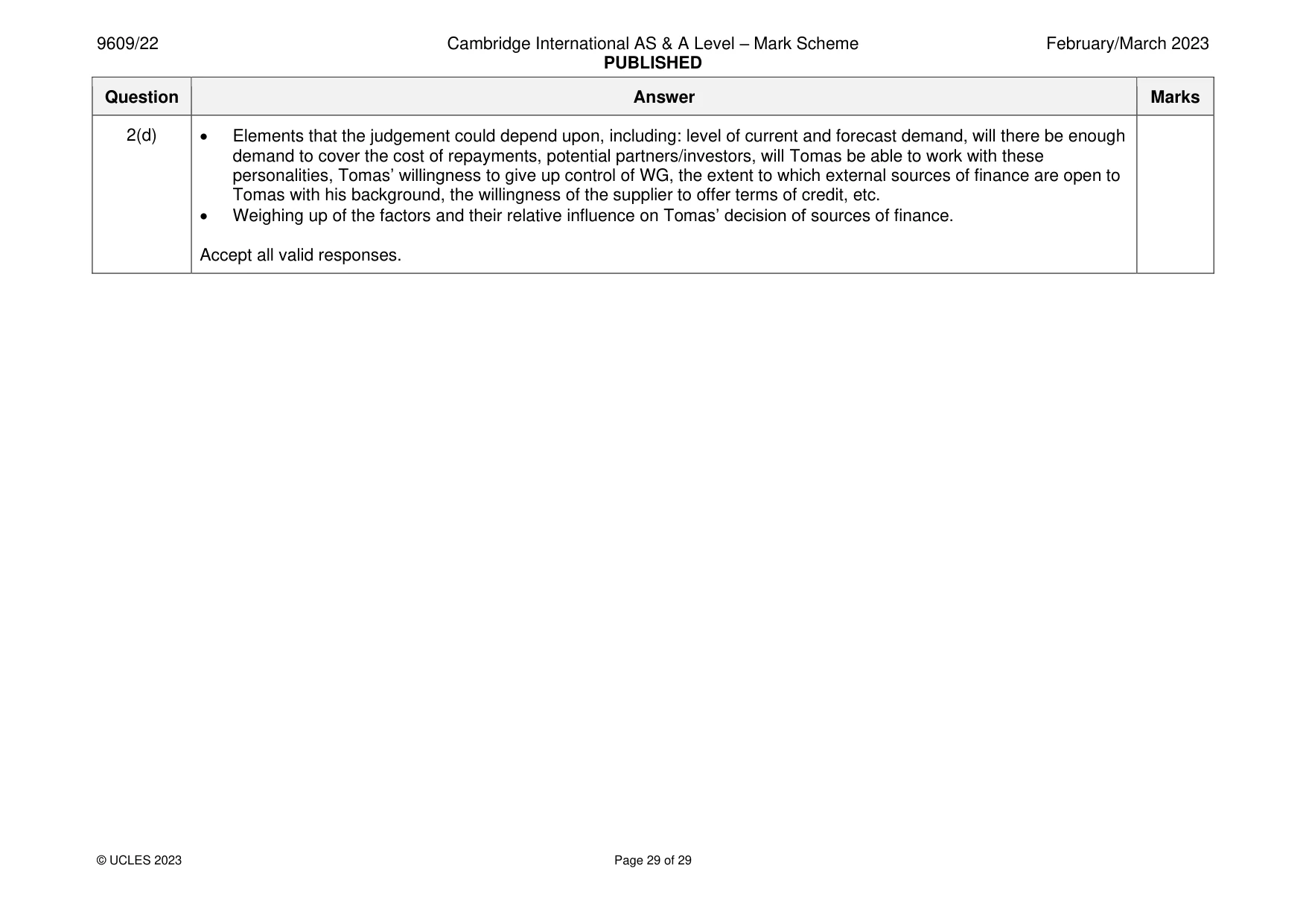 Mark scheme, page 29 of 29