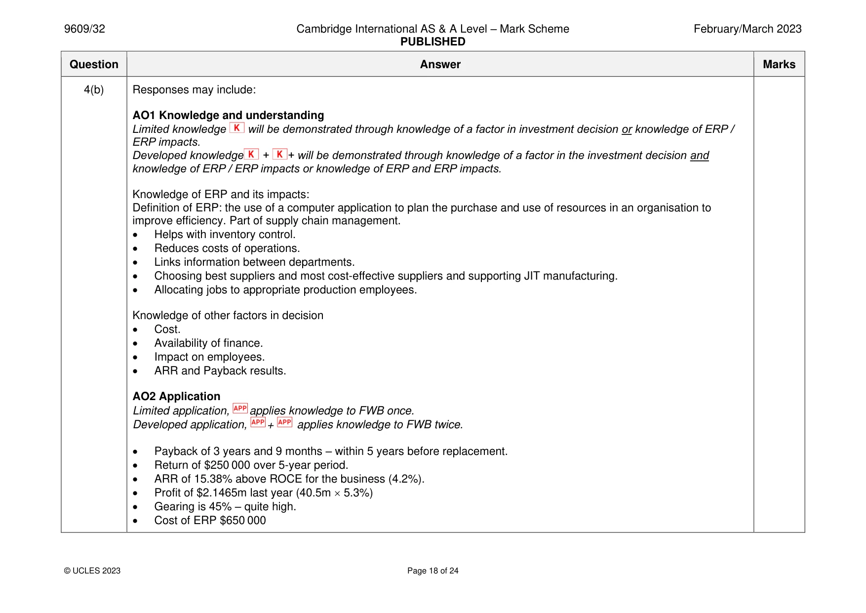 Mark scheme, page 18 of 24