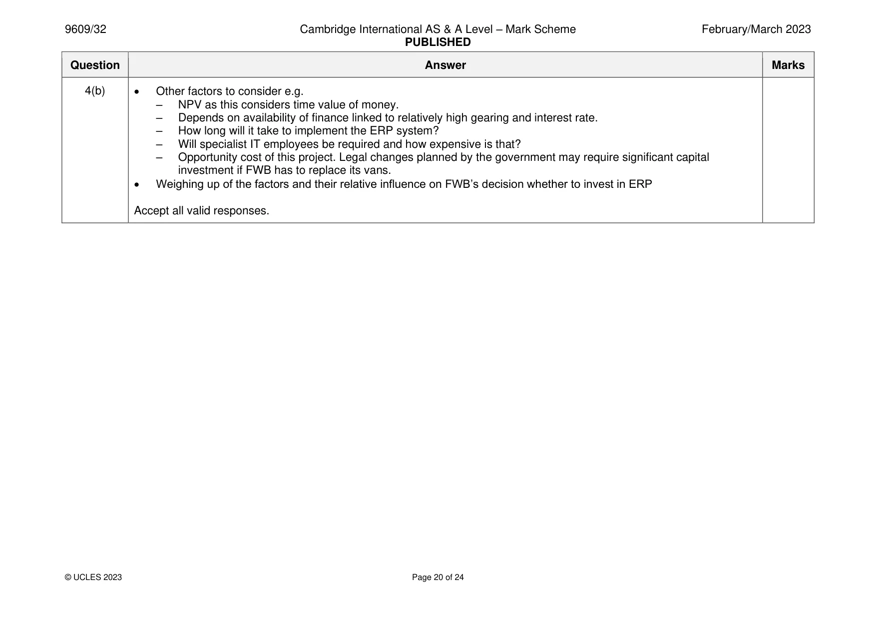 Mark scheme, page 20 of 24
