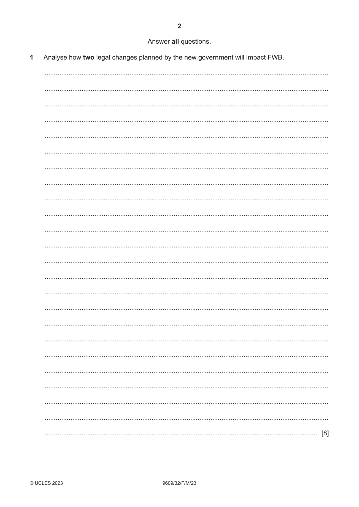 Cambridge A Level Business (for first examination in 2016) 9609 2023 Feb/March Paper 3 · Variant 2 question paper, page 2 of 12