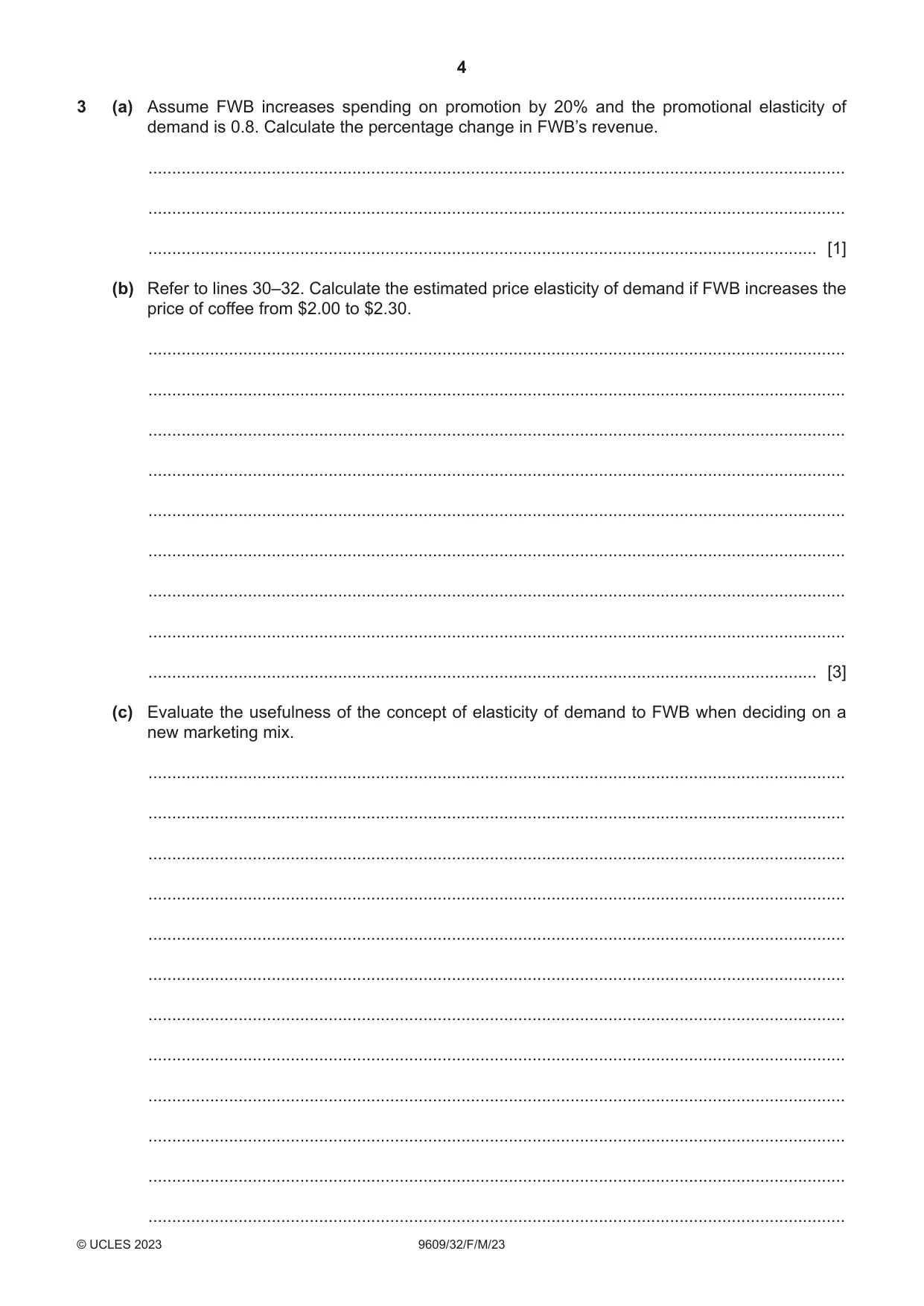 Cambridge A Level Business (for first examination in 2016) 9609 2023 Feb/March Paper 3 · Variant 2 question paper, page 4 of 12