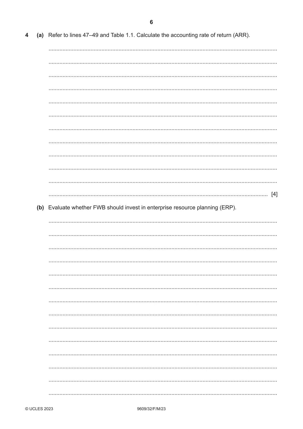 Cambridge A Level Business (for first examination in 2016) 9609 2023 Feb/March Paper 3 · Variant 2 question paper, page 6 of 12