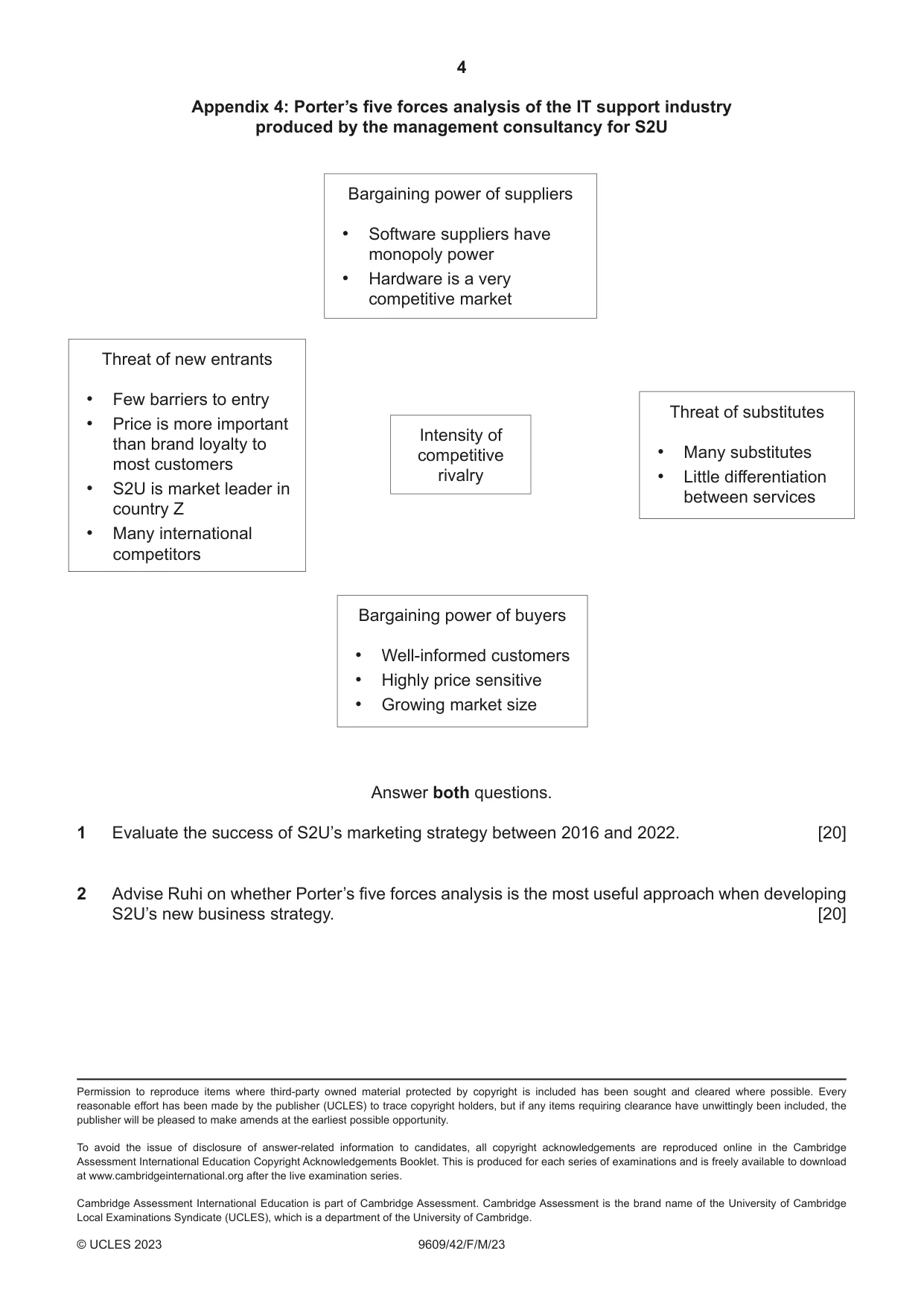 Cambridge A Level Business (for first examination in 2016) 9609 2023 Feb/March Paper 4 · Variant 2 question paper, page 4 of 4