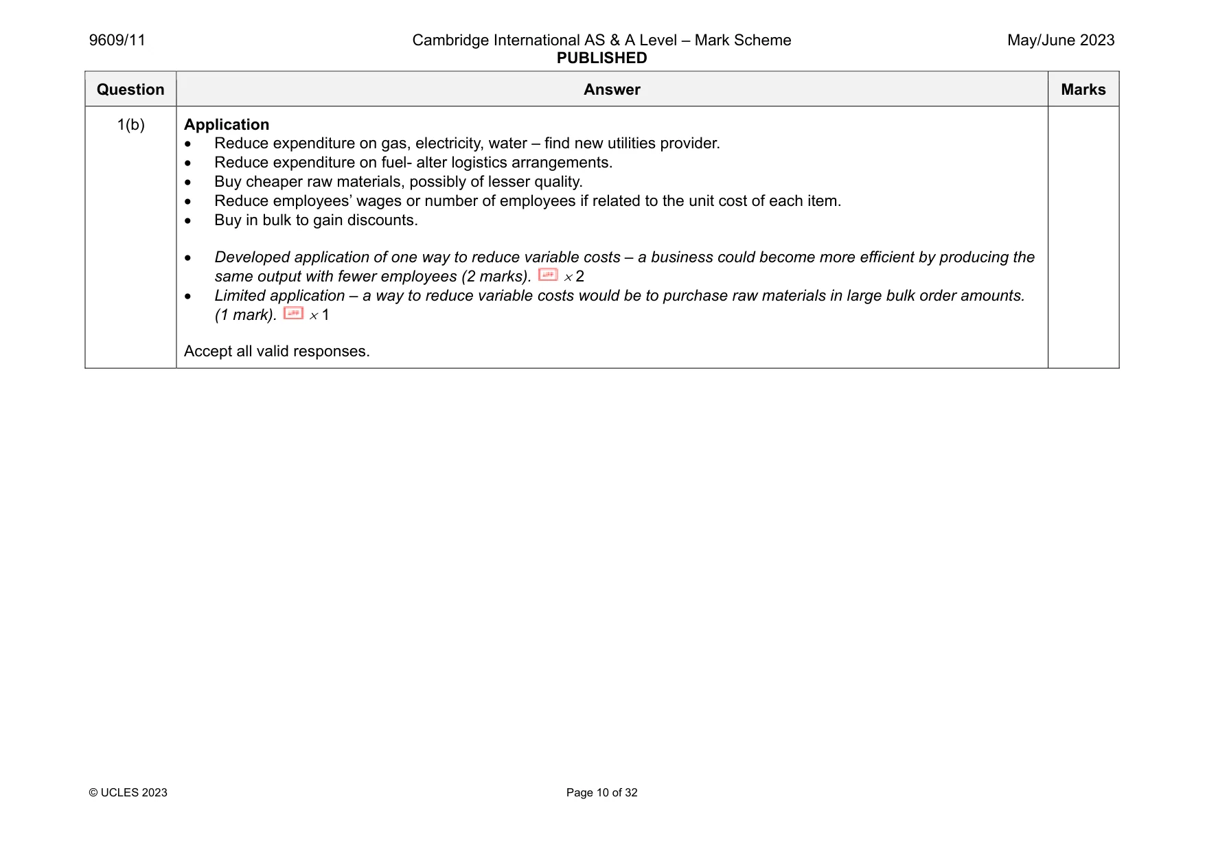 Mark scheme, page 10 of 32