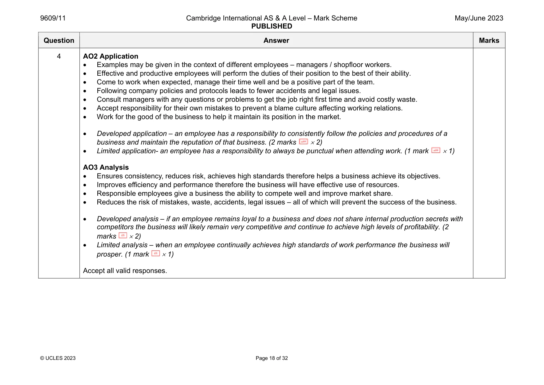 Mark scheme, page 18 of 32