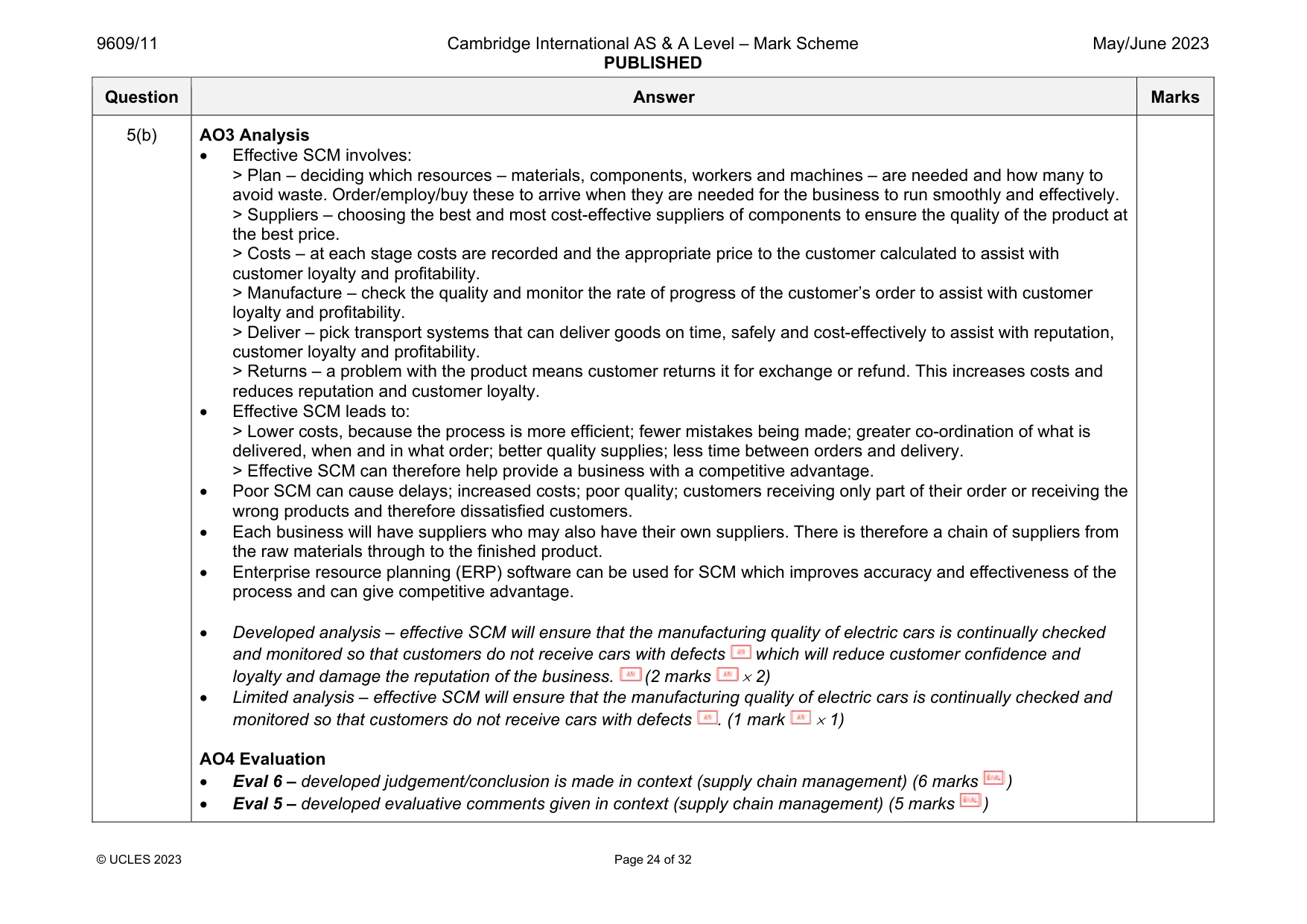 Mark scheme, page 24 of 32