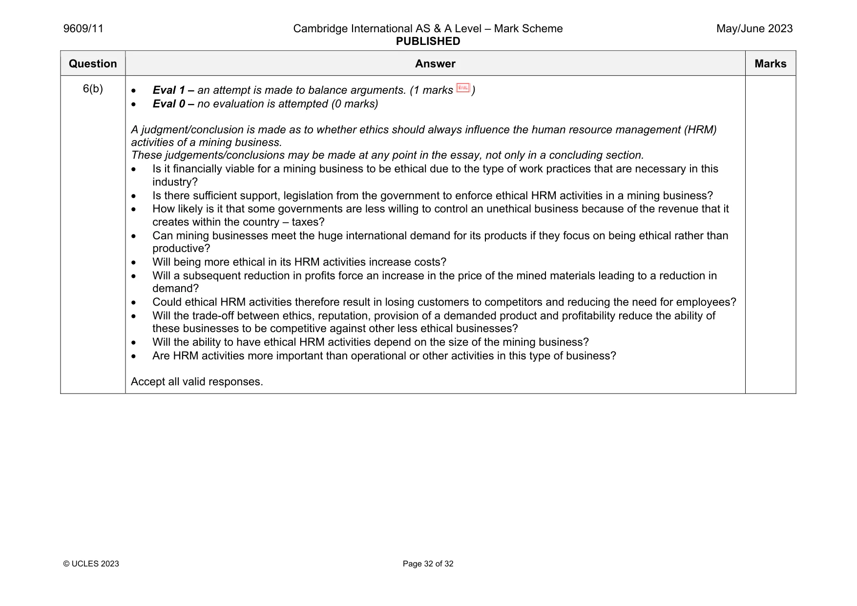 Mark scheme, page 32 of 32