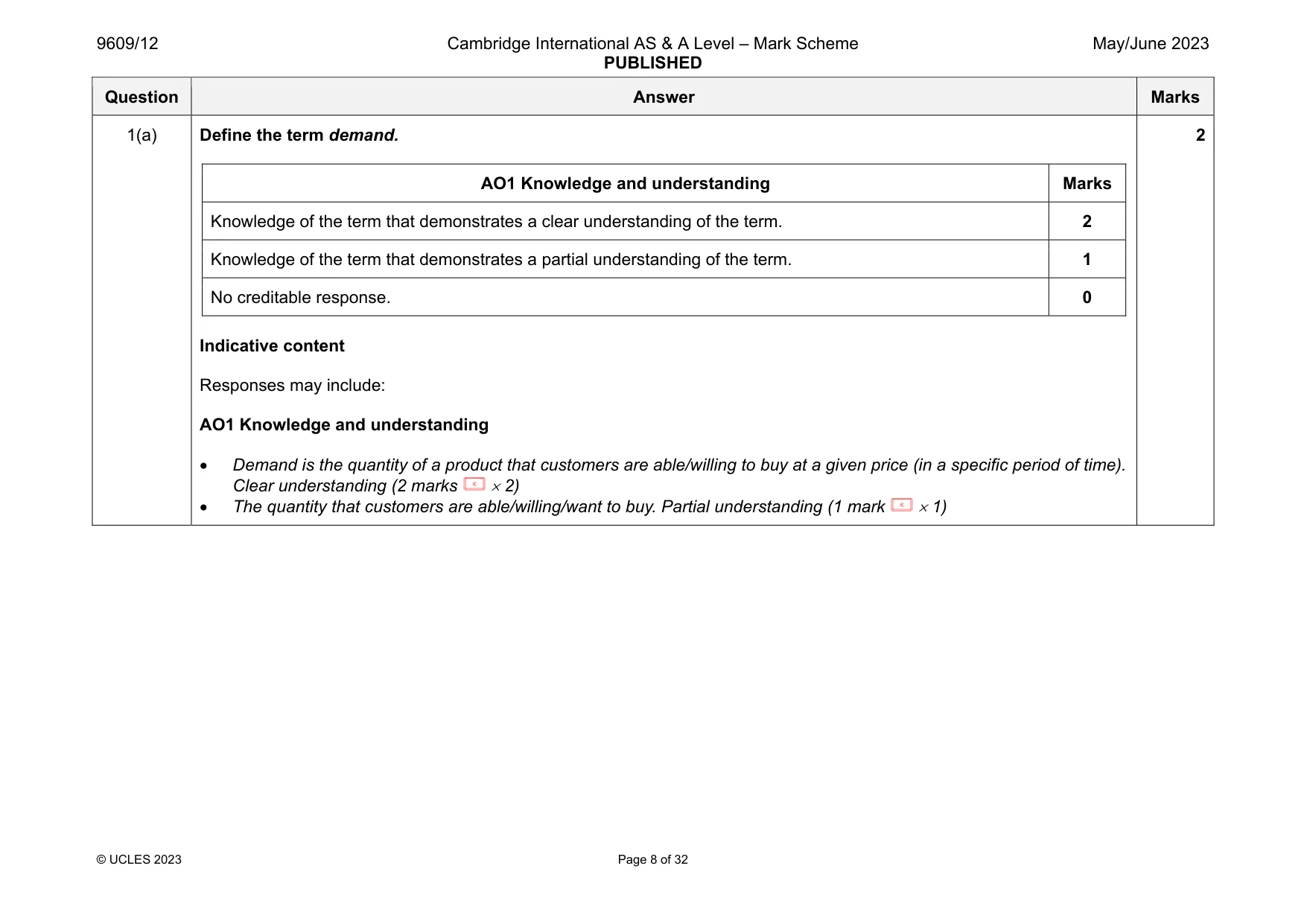 Mark scheme, page 8 of 32