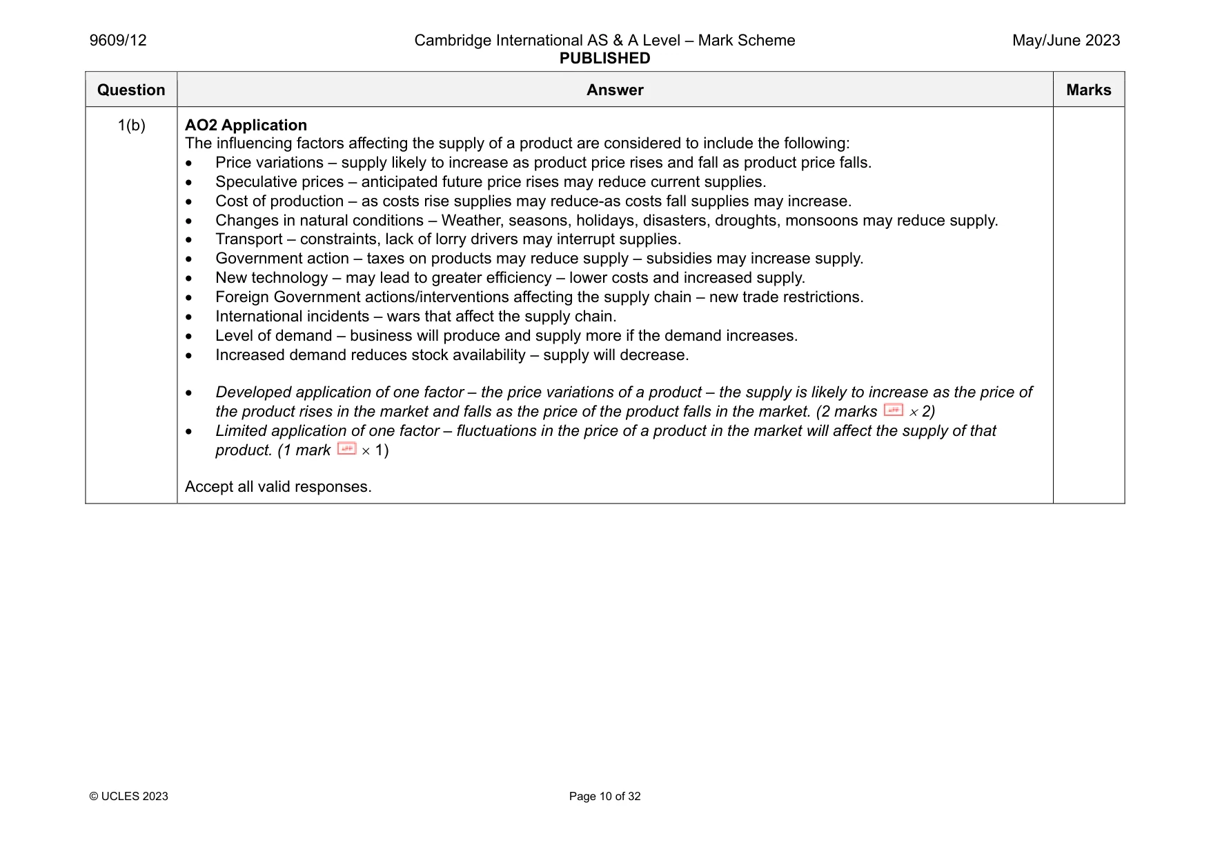 Mark scheme, page 10 of 32