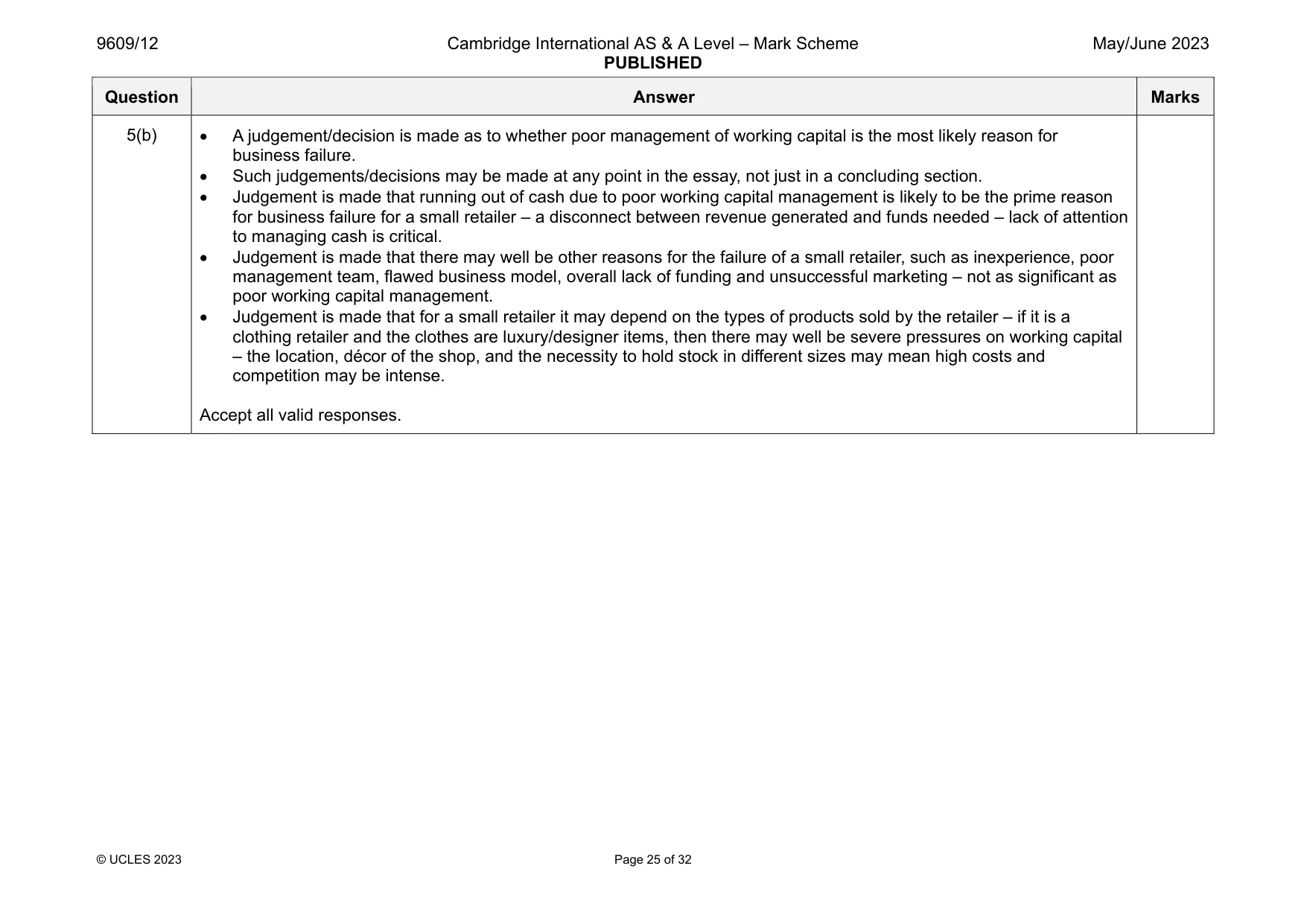 Mark scheme, page 25 of 32