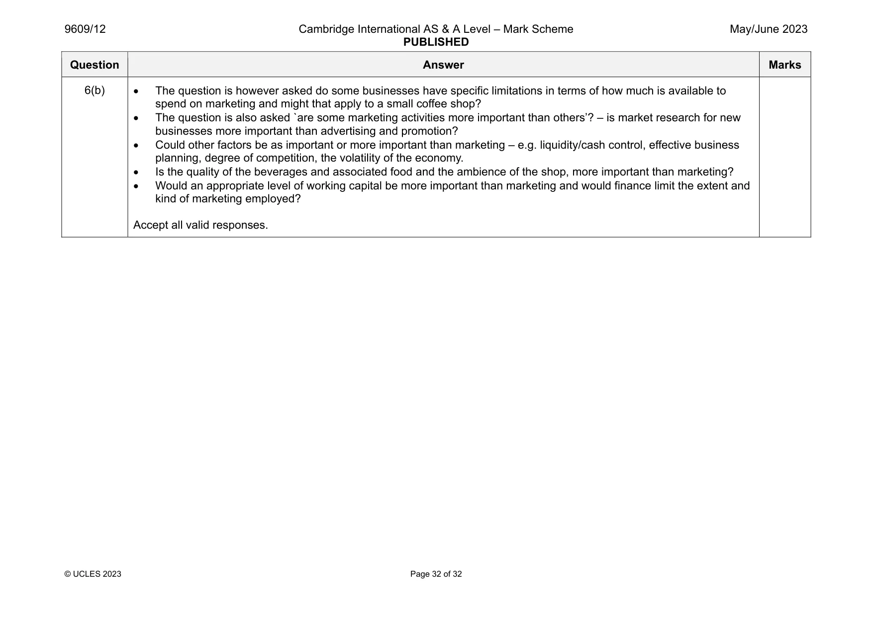 Mark scheme, page 32 of 32