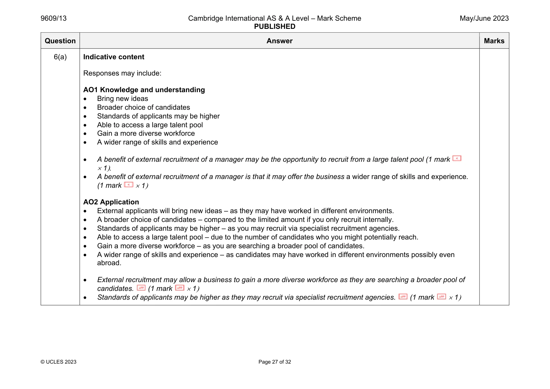 Mark scheme, page 27 of 32