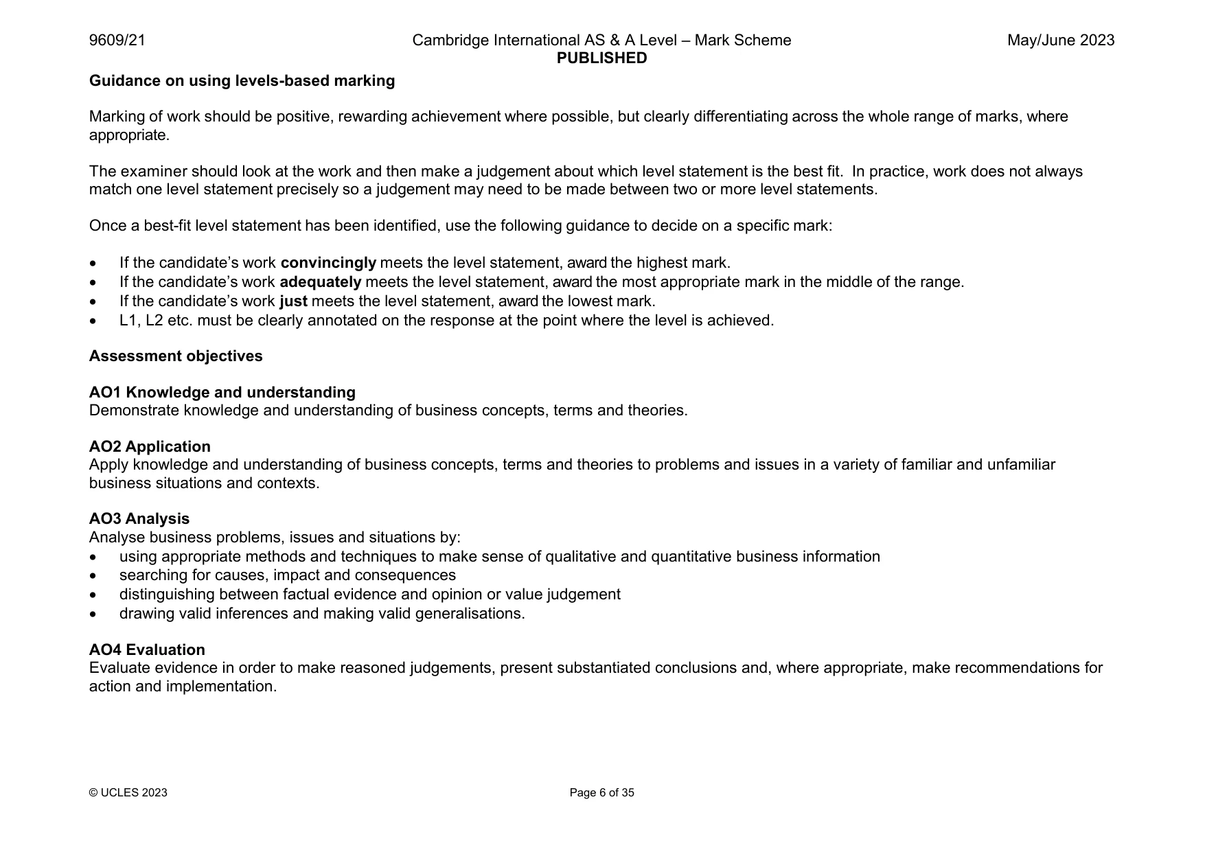 Mark scheme, page 6 of 35