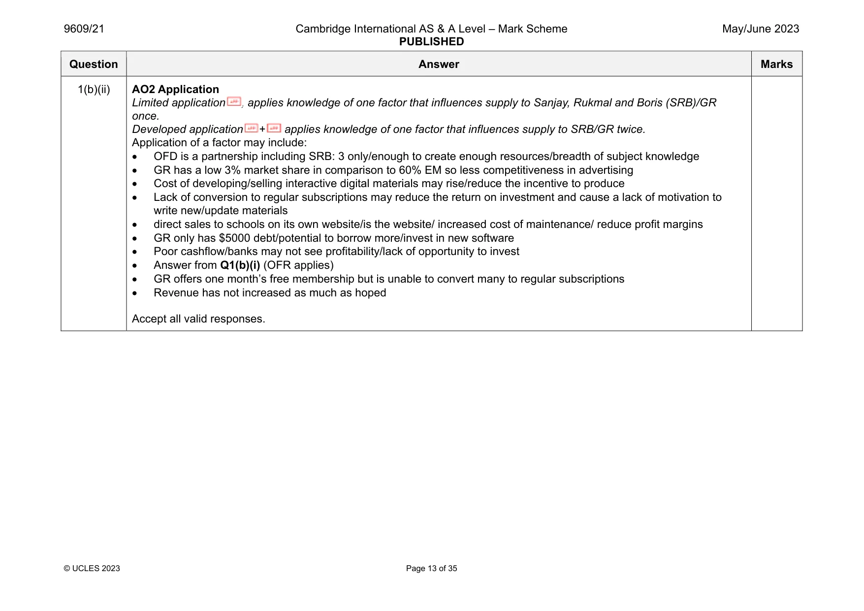Mark scheme, page 13 of 35