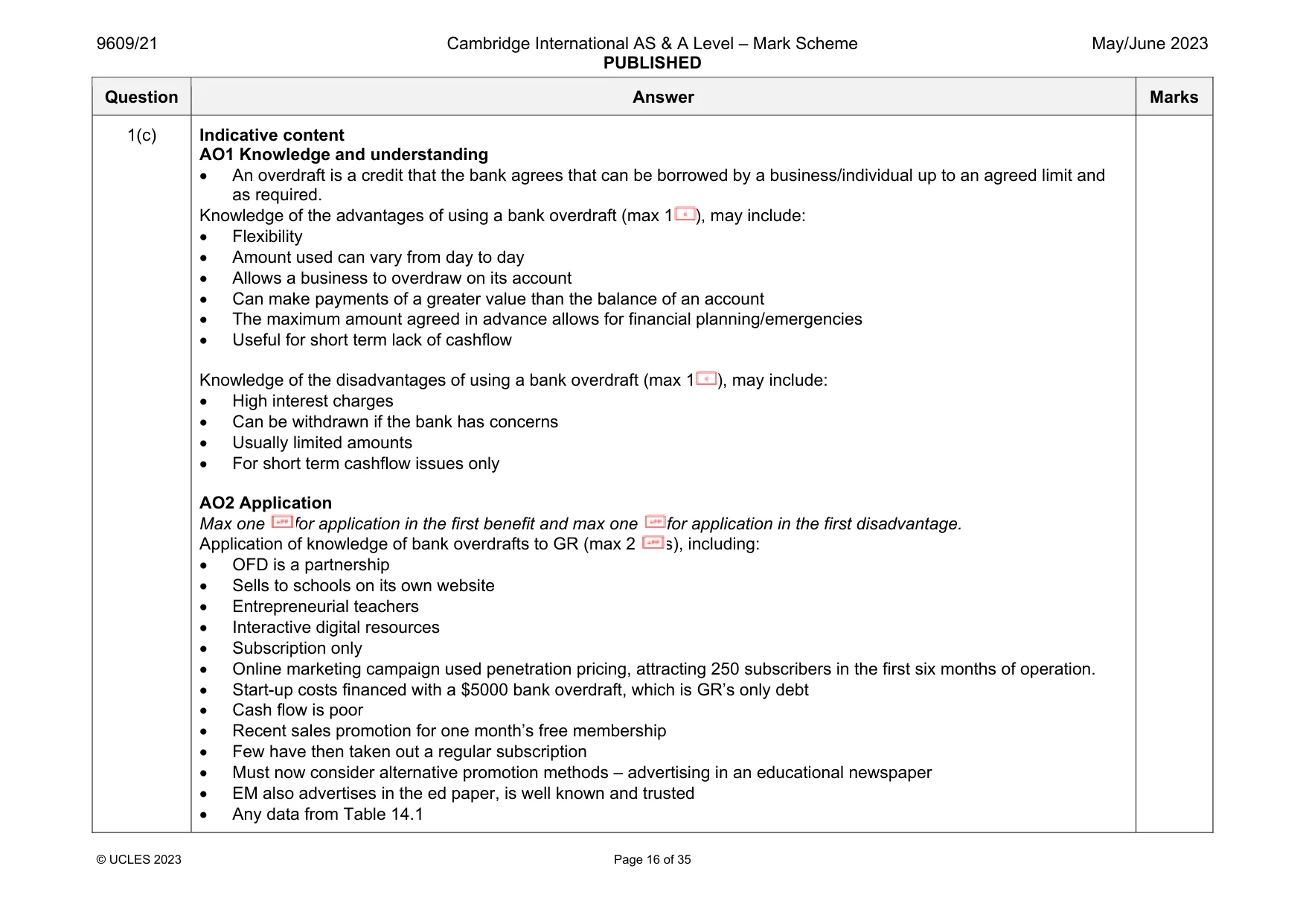 Mark scheme, page 16 of 35