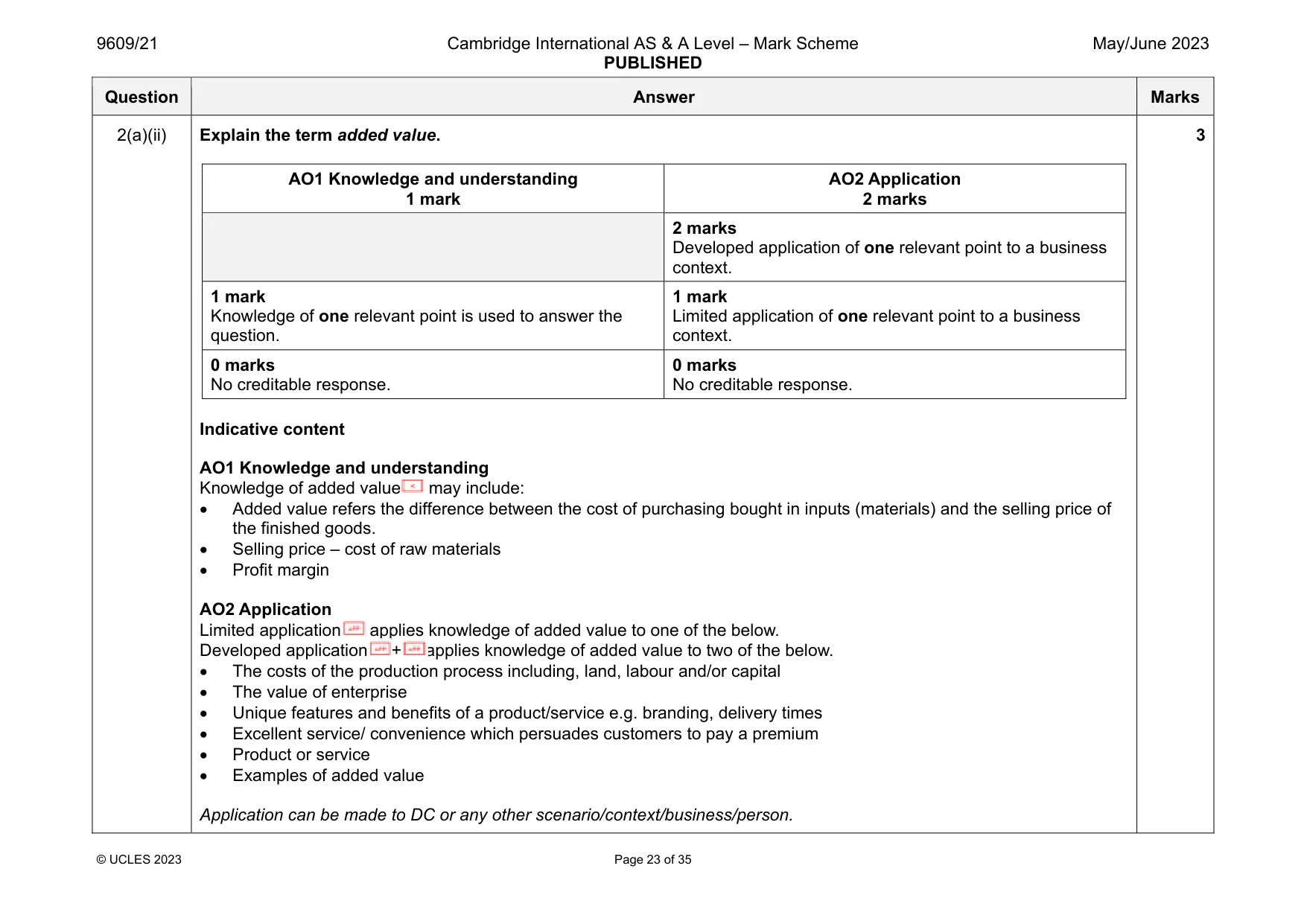 Mark scheme, page 23 of 35