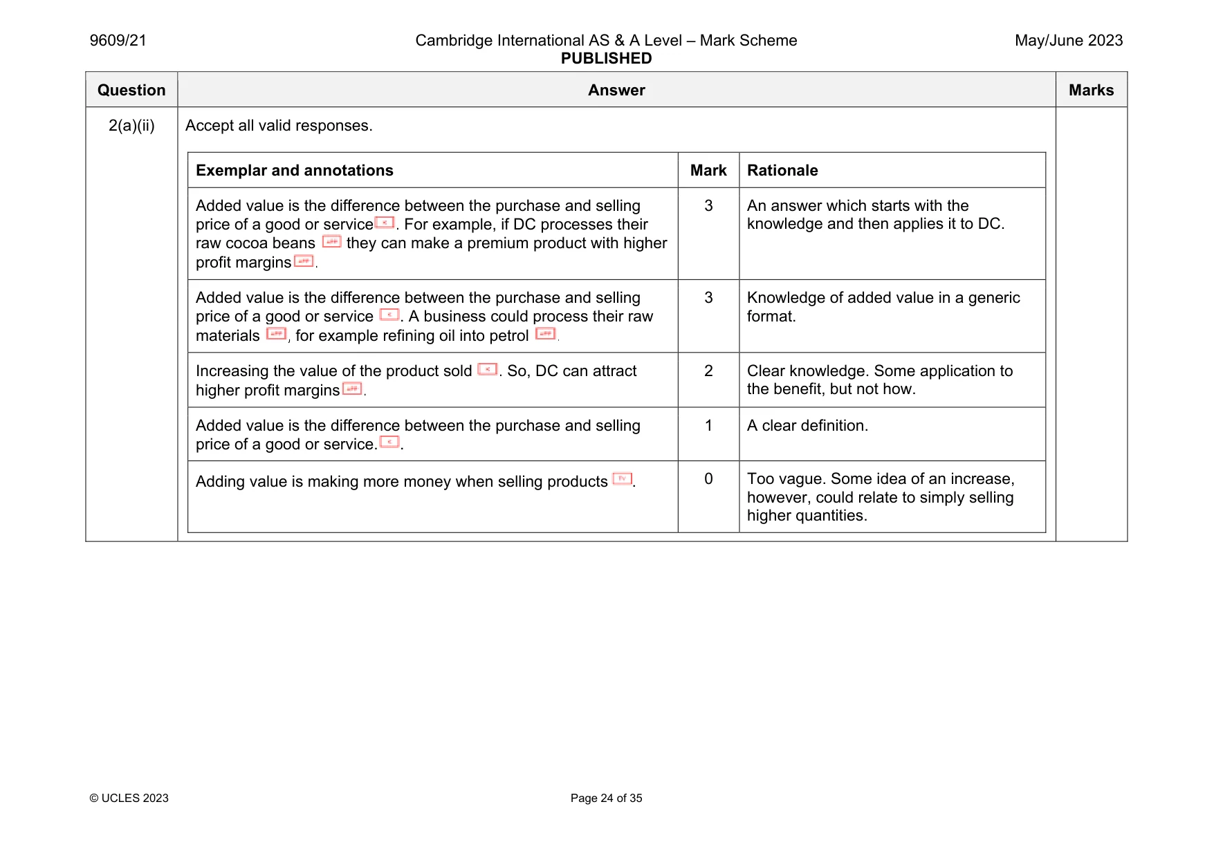 Mark scheme, page 24 of 35