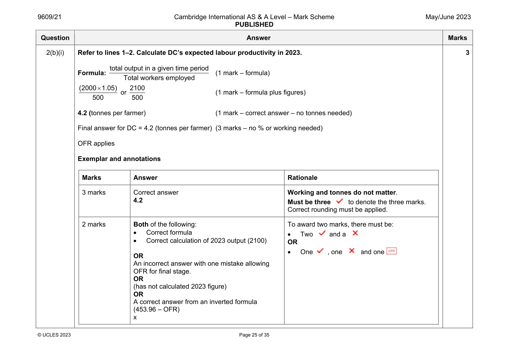 Mark scheme, page 25 of 35