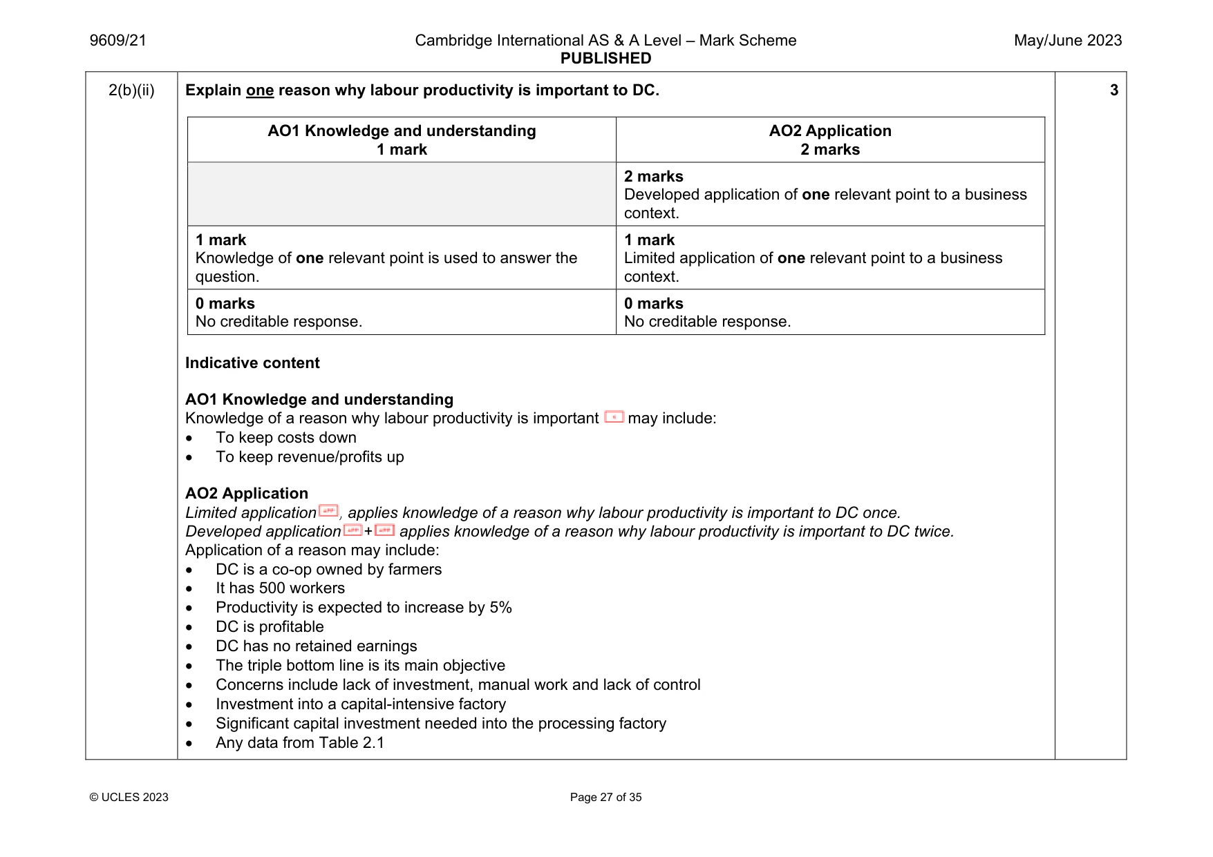 Mark scheme, page 27 of 35