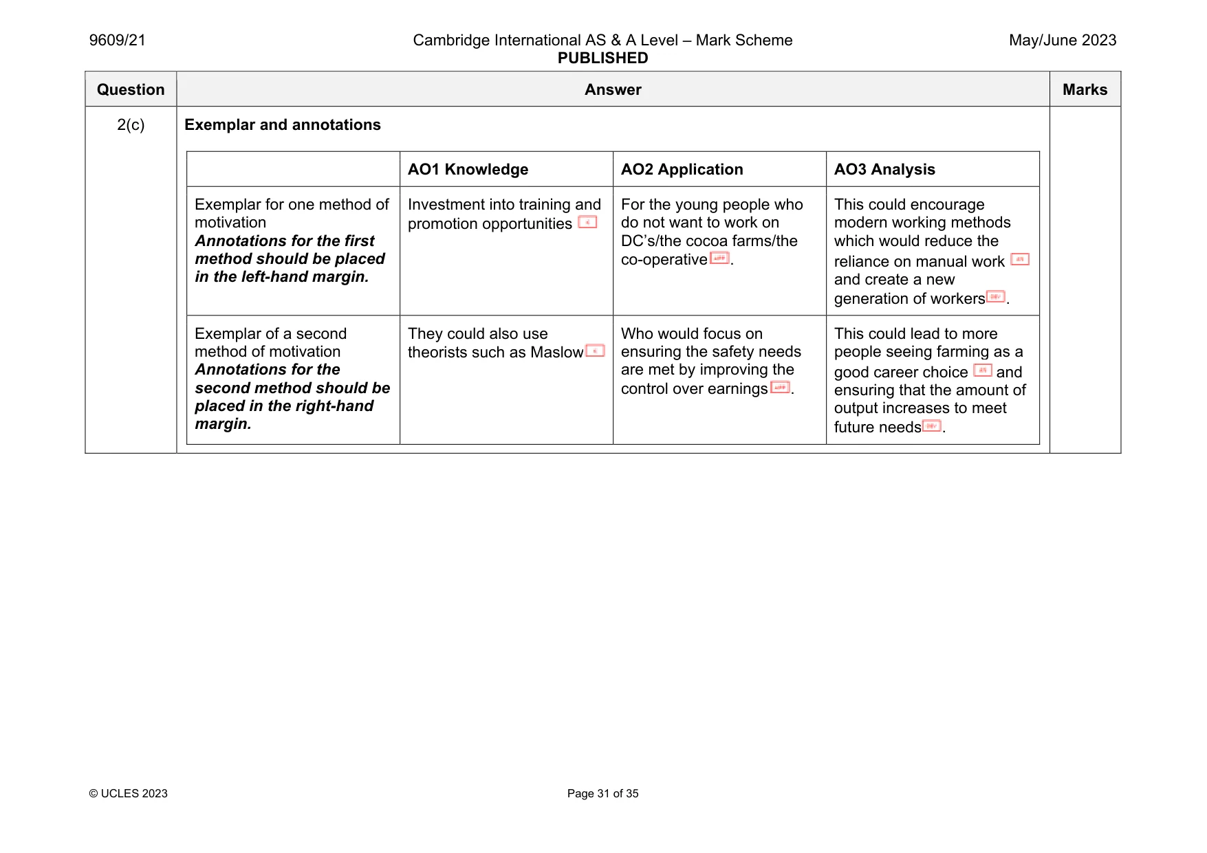 Mark scheme, page 31 of 35