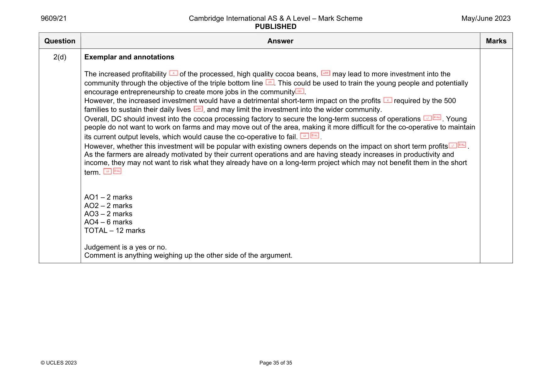 Mark scheme, page 35 of 35