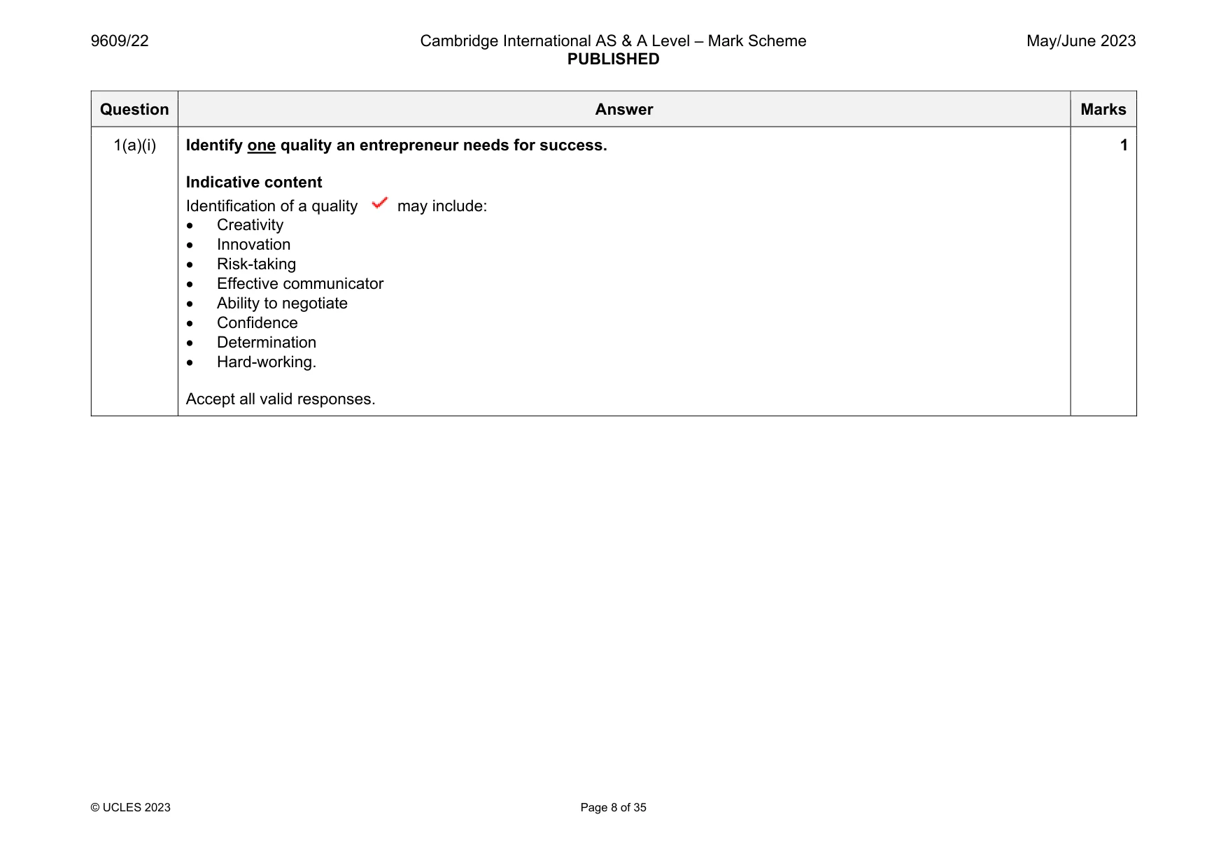 Mark scheme, page 8 of 35