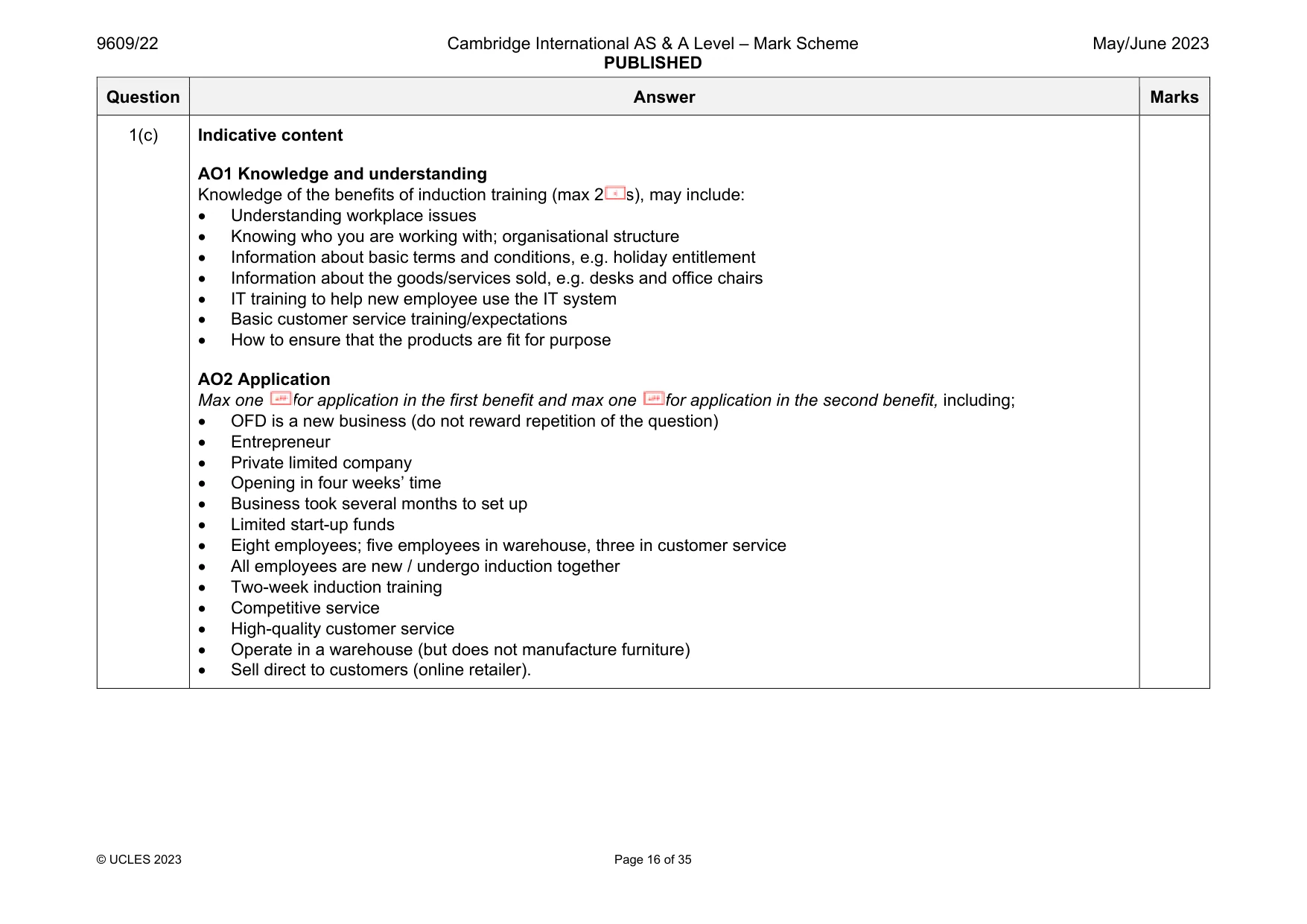 Mark scheme, page 16 of 35