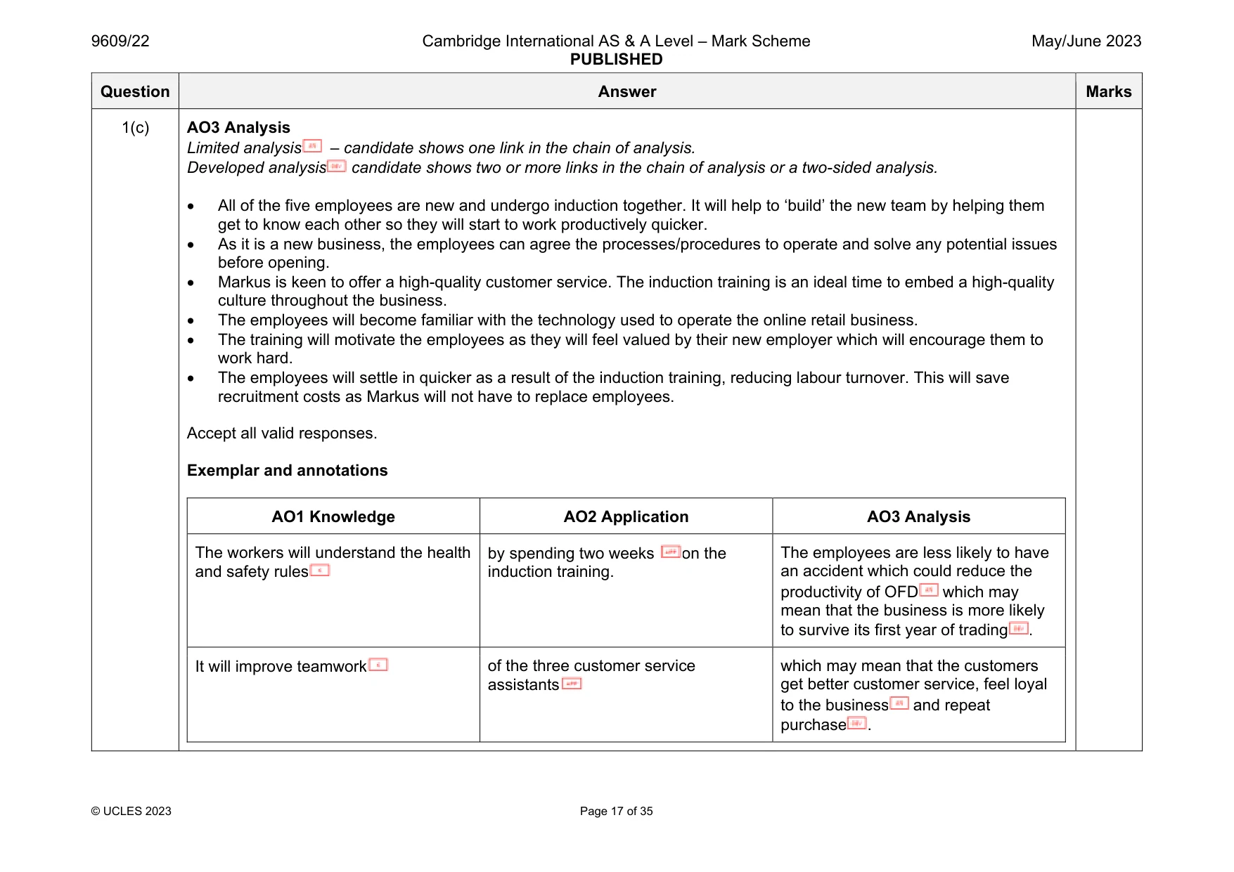 Mark scheme, page 17 of 35