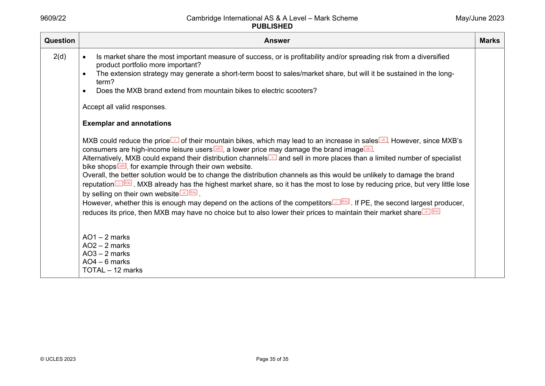 Mark scheme, page 35 of 35