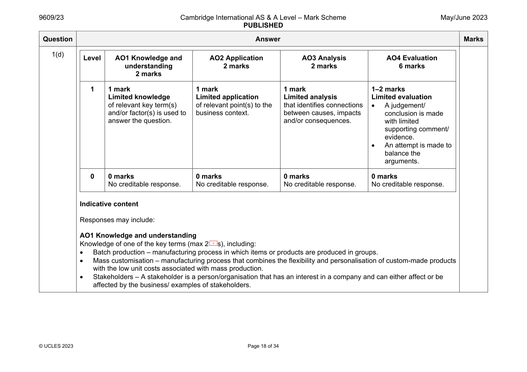Mark scheme, page 18 of 34