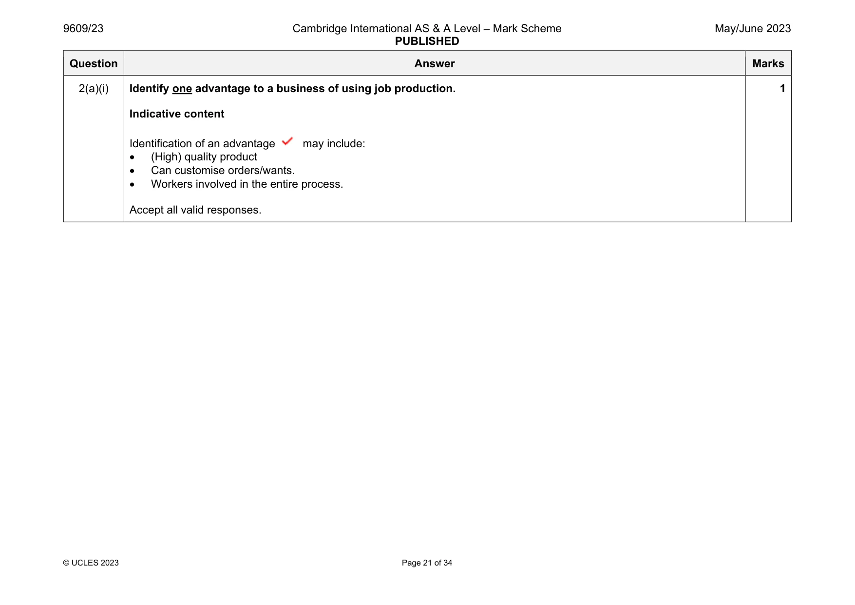 Mark scheme, page 21 of 34