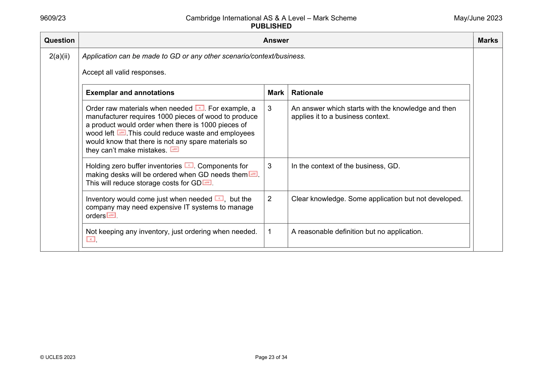Mark scheme, page 23 of 34