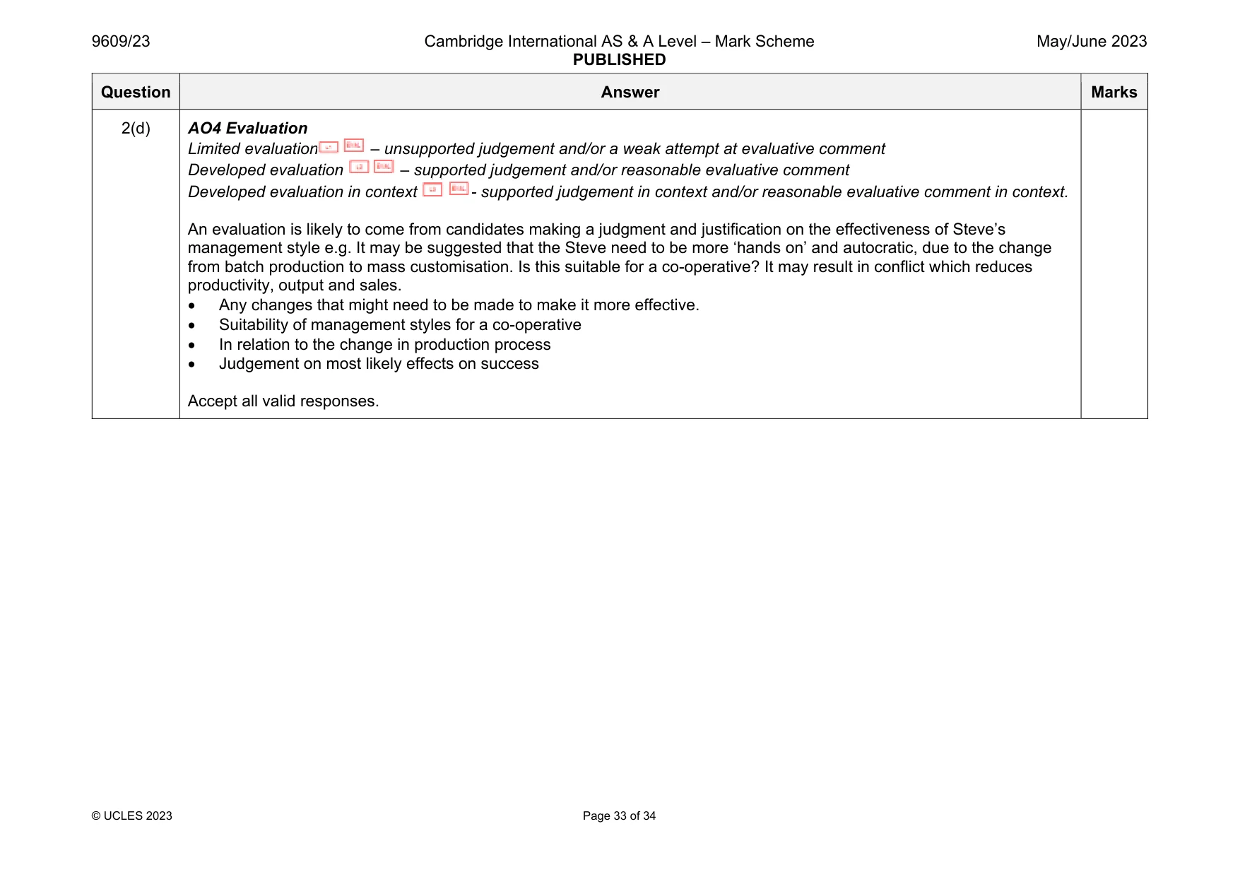 Mark scheme, page 33 of 34