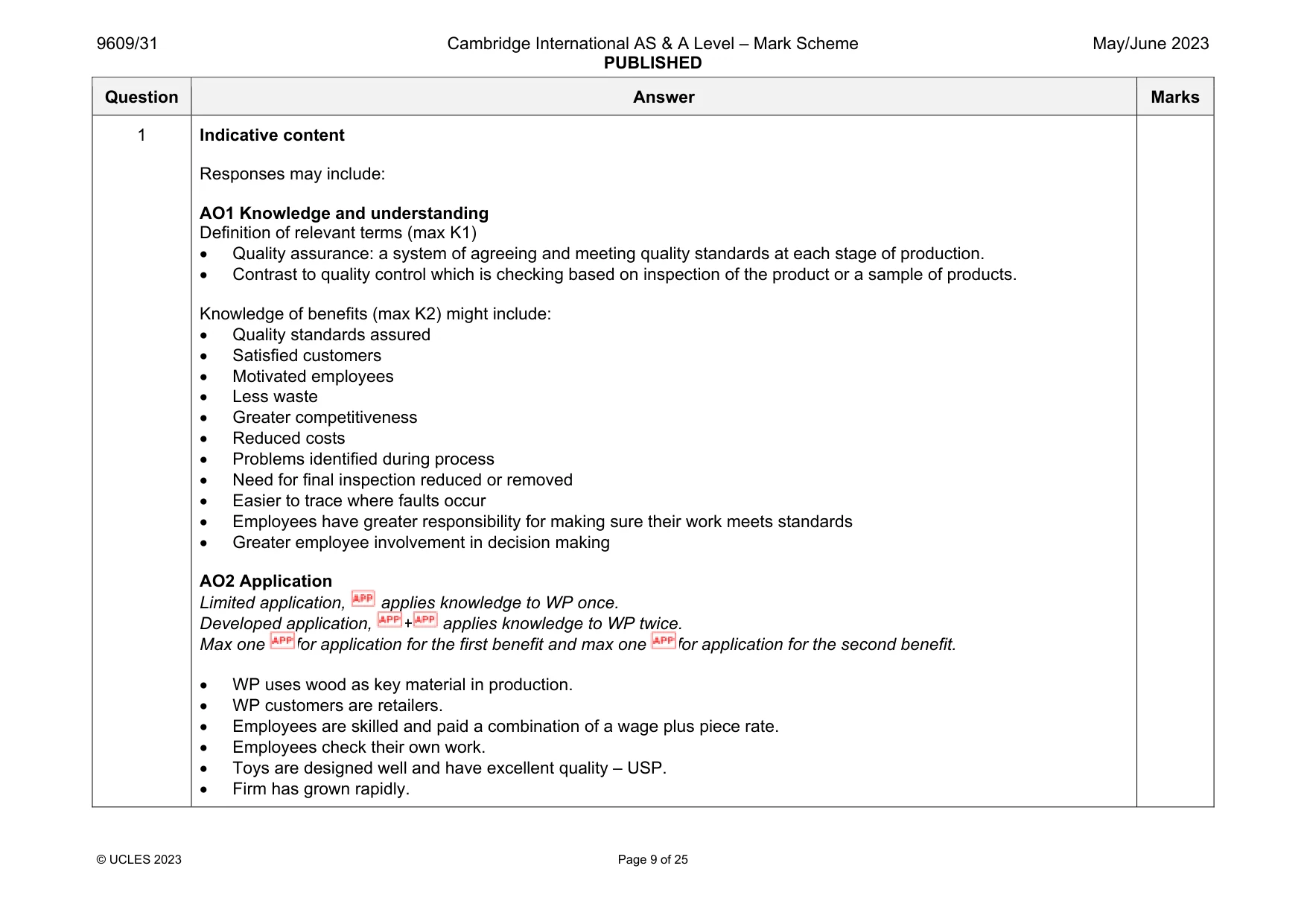 Mark scheme, page 9 of 25