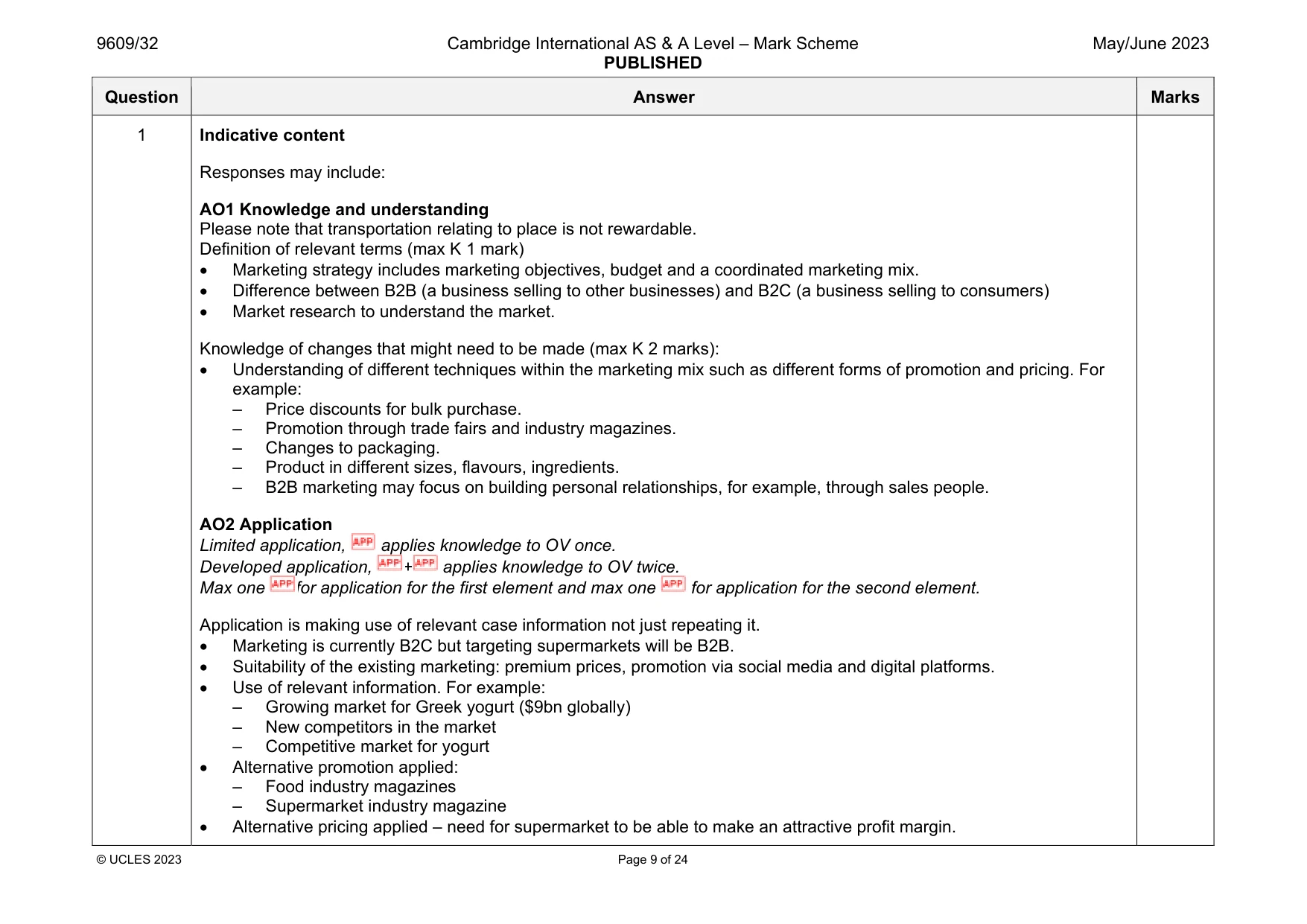 Mark scheme, page 9 of 24