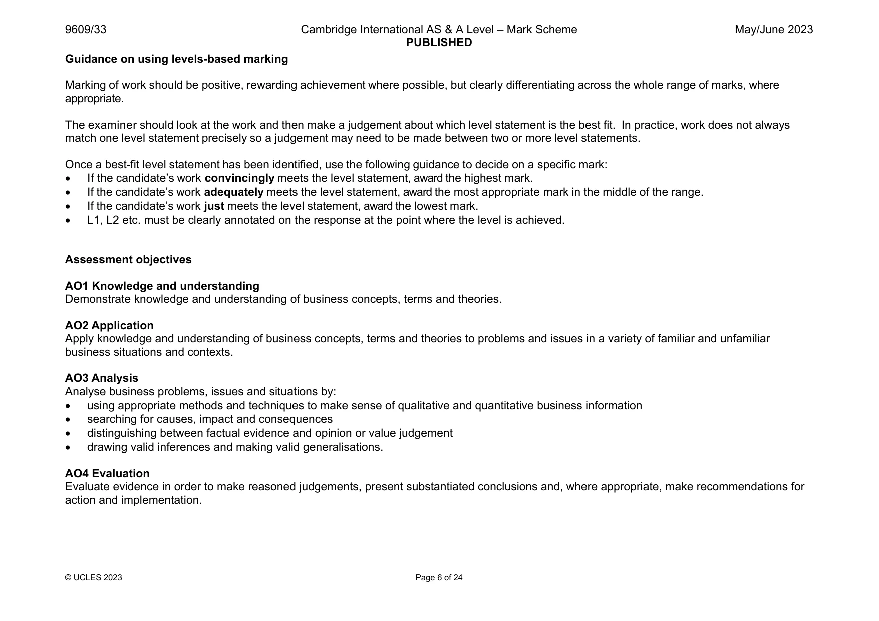 Mark scheme, page 6 of 24