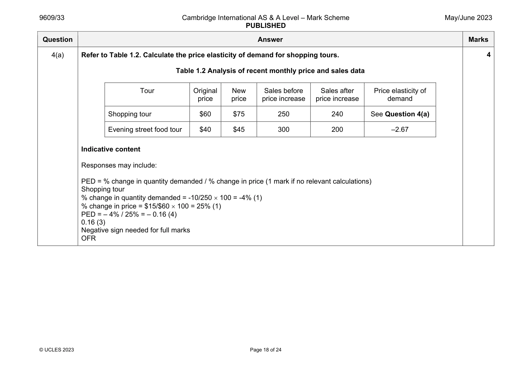 Mark scheme, page 18 of 24