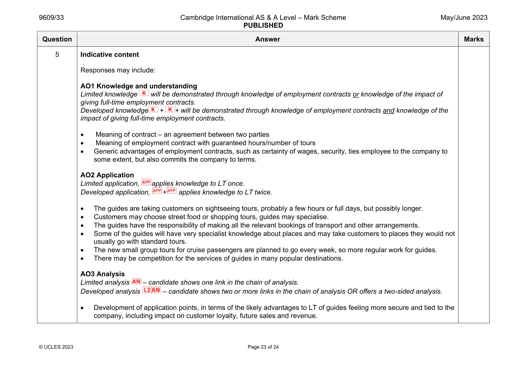 Mark scheme, page 23 of 24