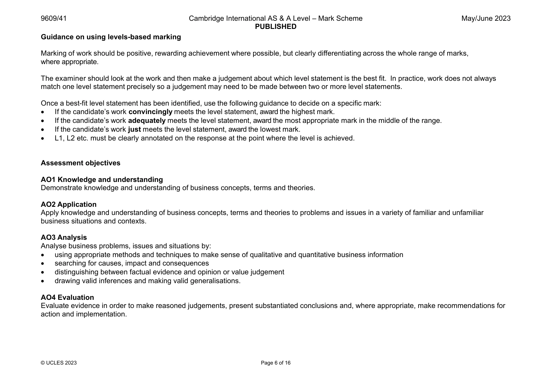 Mark scheme, page 6 of 16