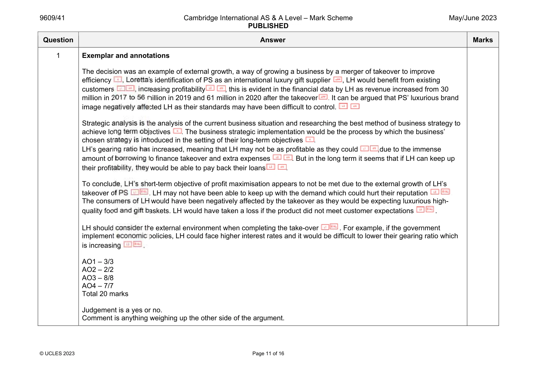 Mark scheme, page 11 of 16