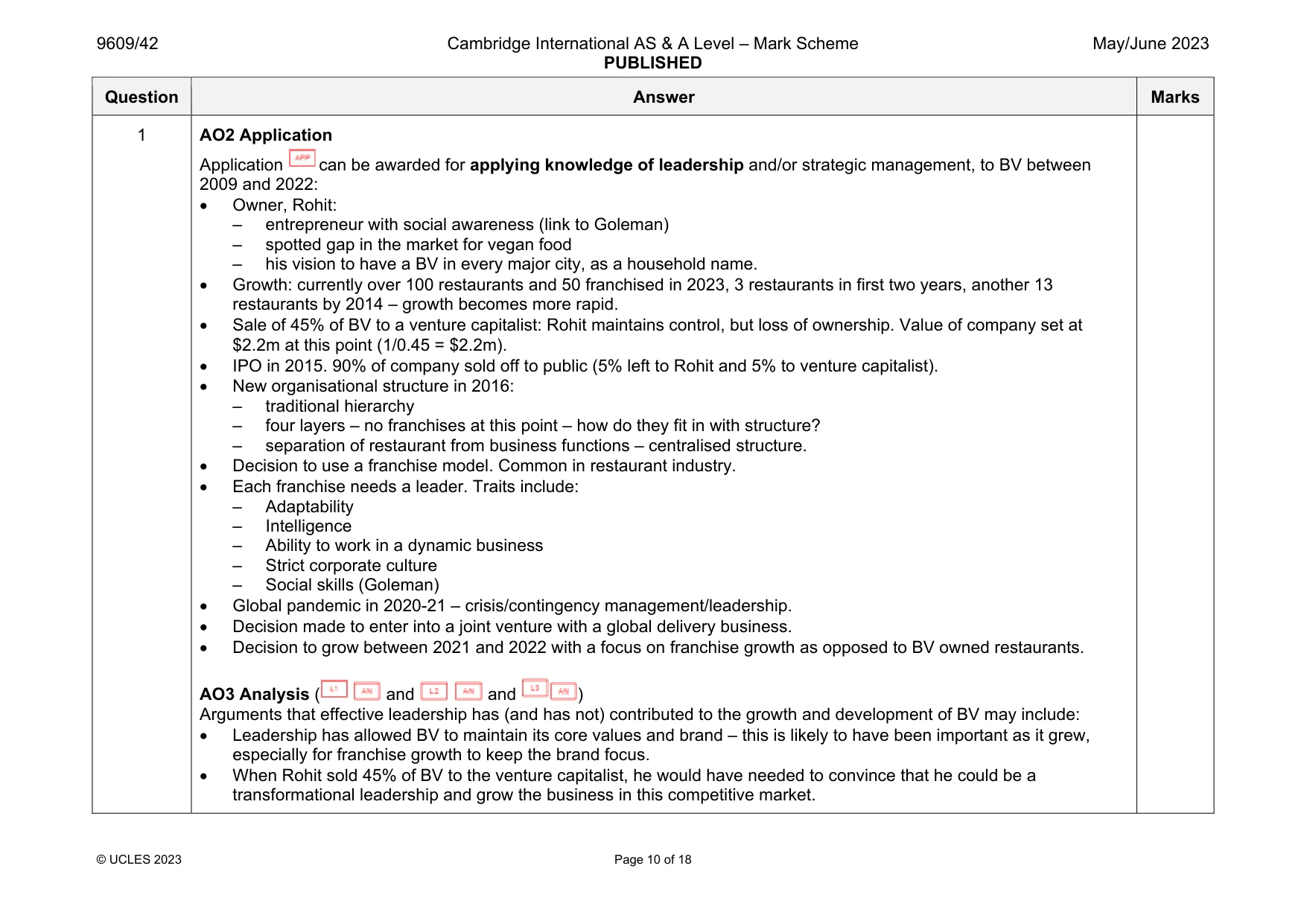 Mark scheme, page 10 of 18