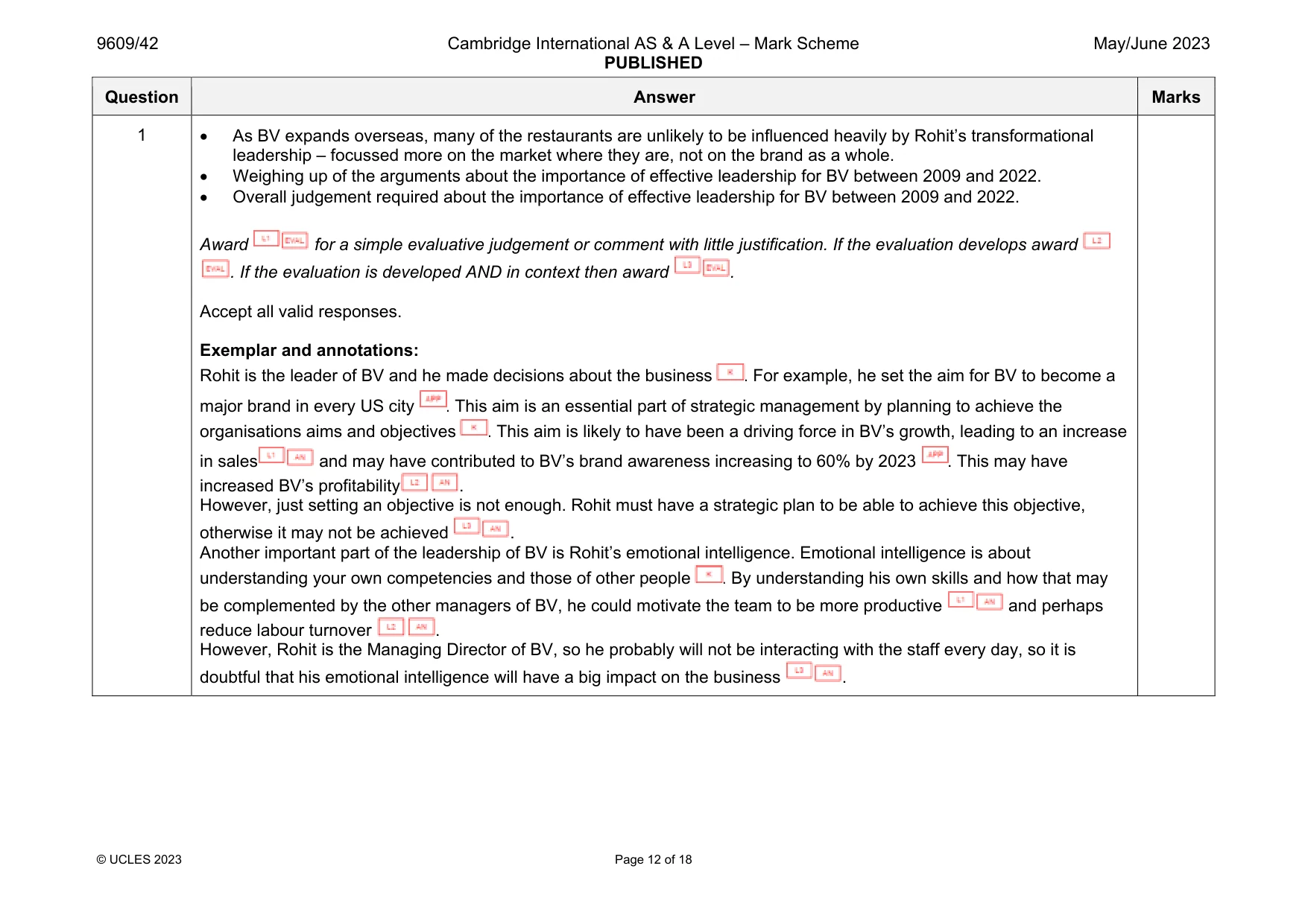 Mark scheme, page 12 of 18