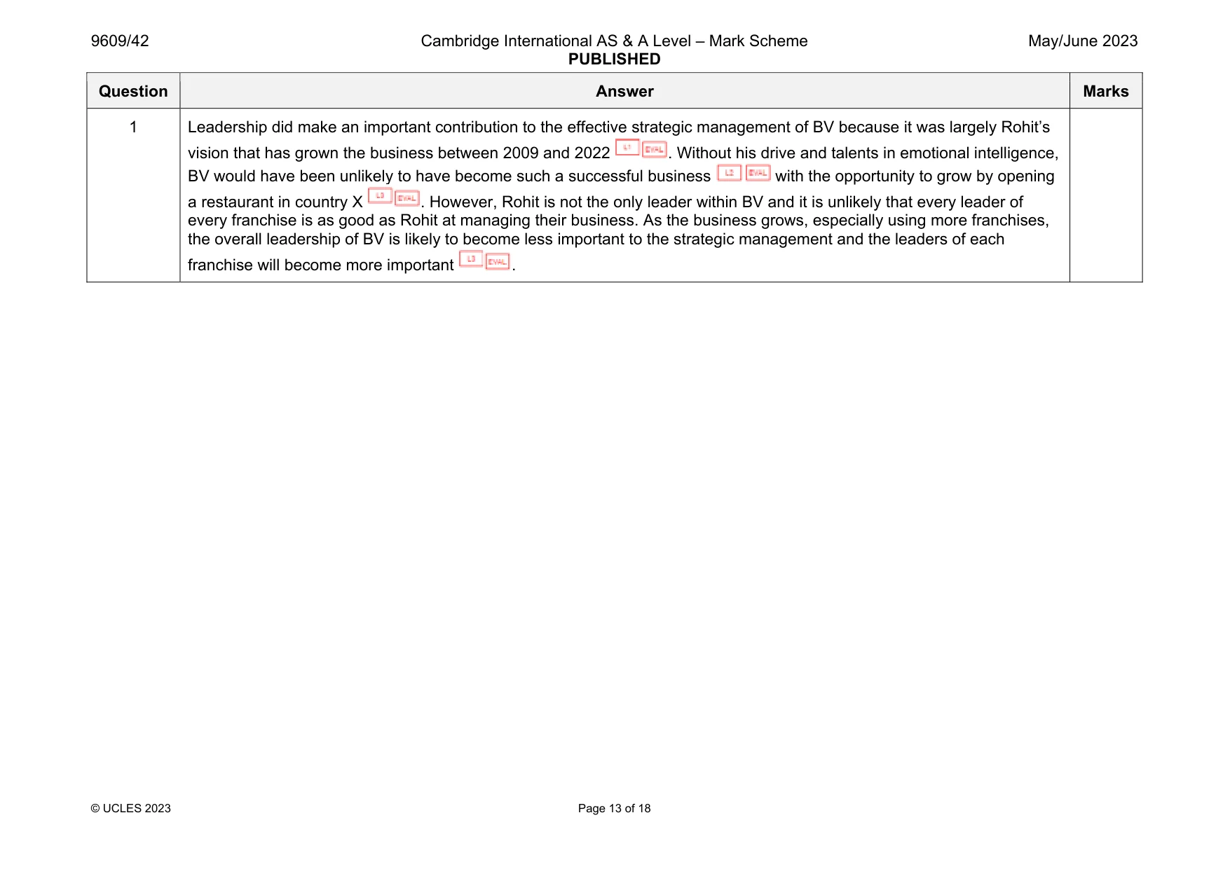 Mark scheme, page 13 of 18