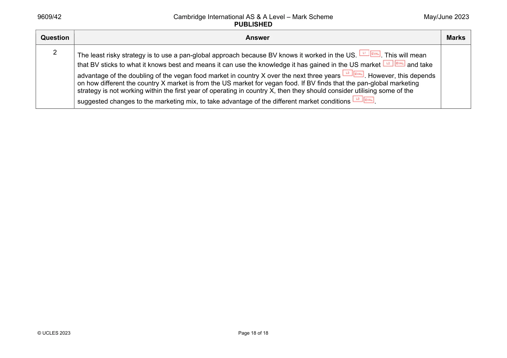 Mark scheme, page 18 of 18