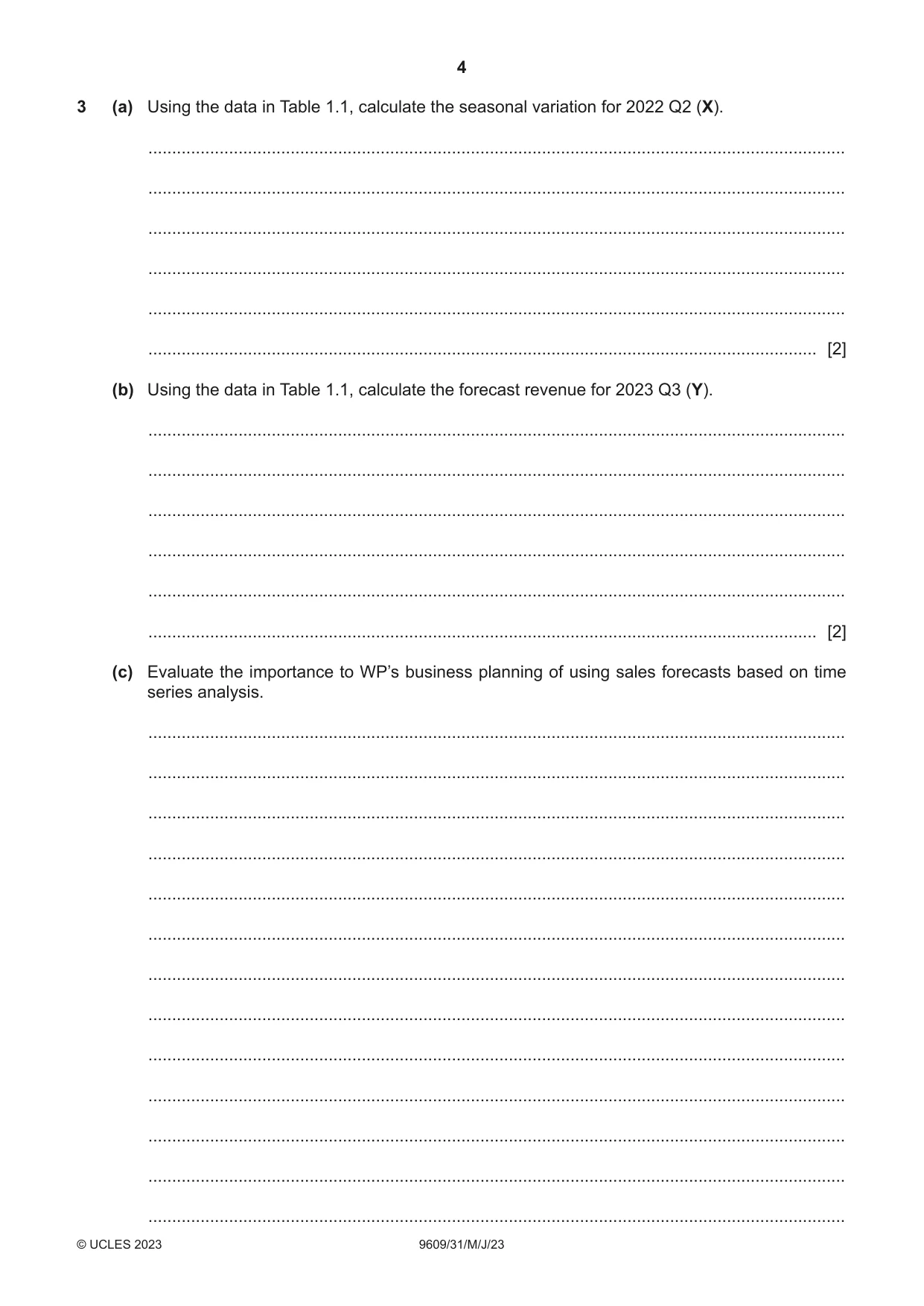 Cambridge A Level Business (for first examination in 2016) 9609 2023 May/June Paper 3 · Variant 1 question paper, page 4 of 12