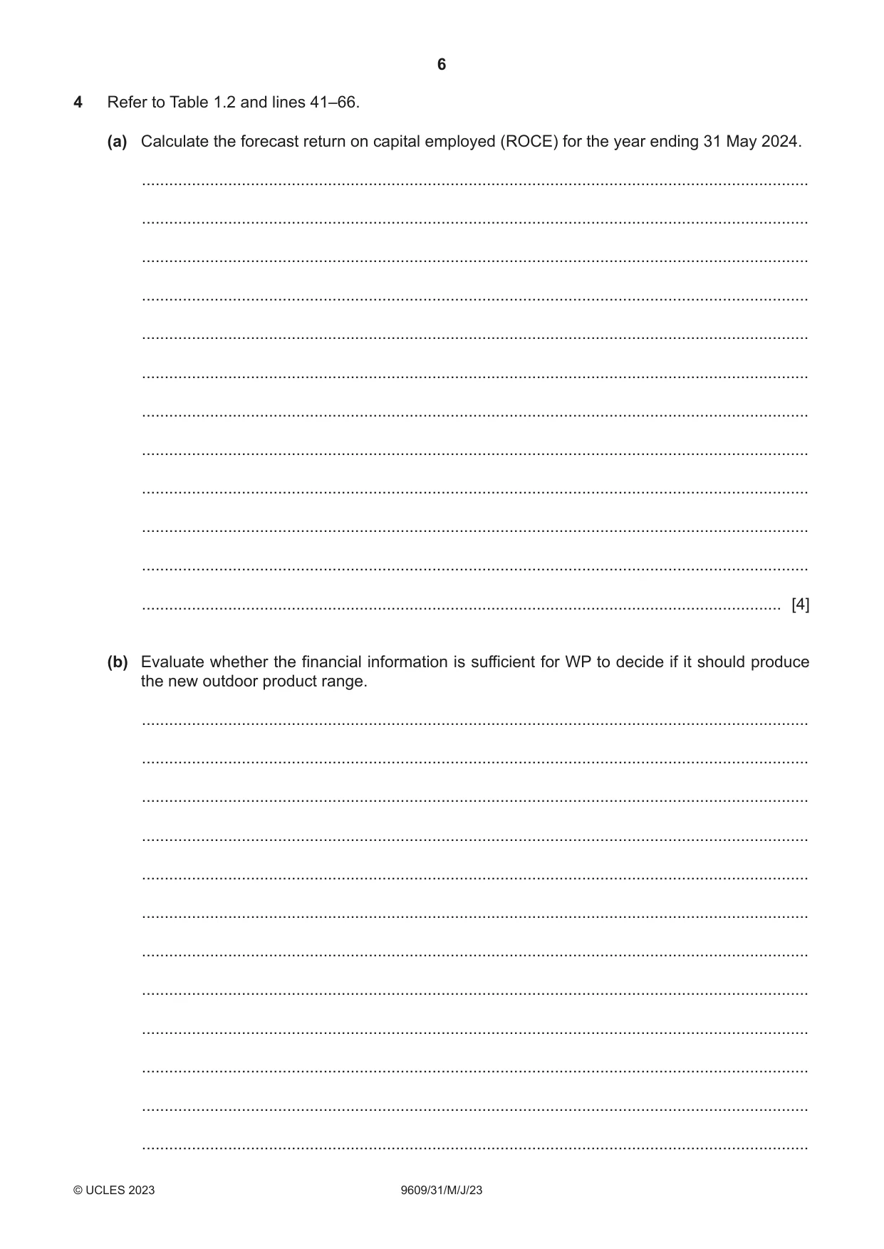 Cambridge A Level Business (for first examination in 2016) 9609 2023 May/June Paper 3 · Variant 1 question paper, page 6 of 12